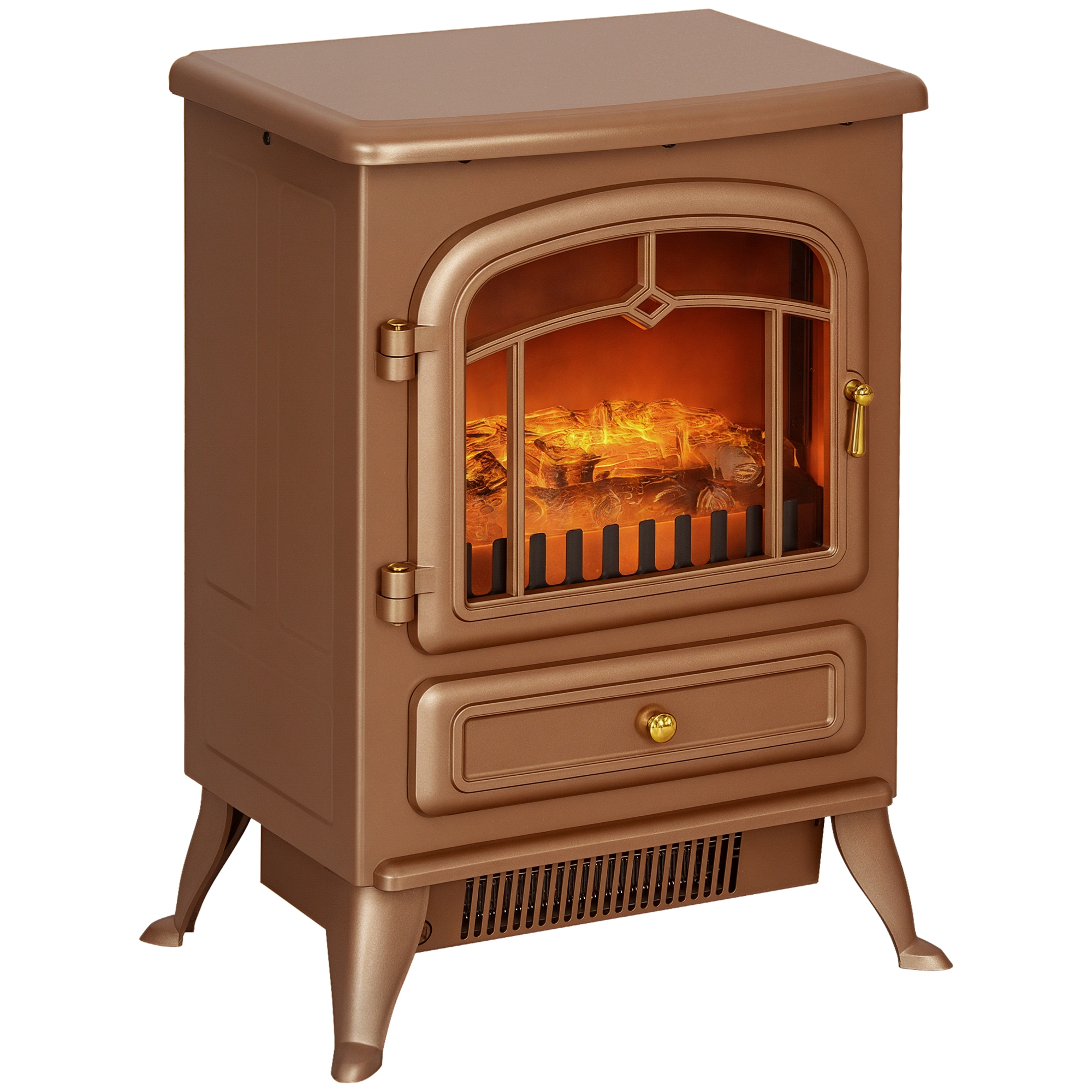 Fireplace Stove, Electric Fireplace Heater with Realistic LED Flames and Logs, 725W/1450W, Dark Brown (Drop Shipping Only, Not for Amazon)