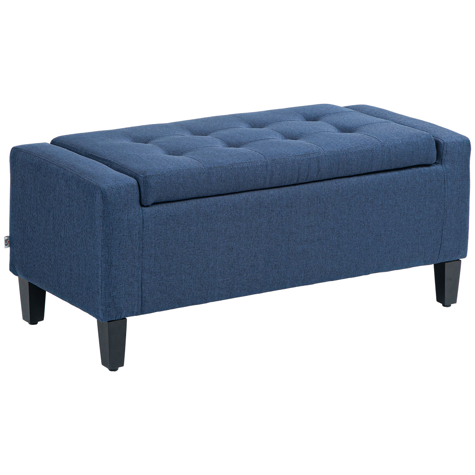 Upholstered Storage Ottoman Bench, Button Tufted Ottoman with Hidden Storage, Lift Top for Living Room, Dark Blue (Drop Shipping Only, Not for Amazon)