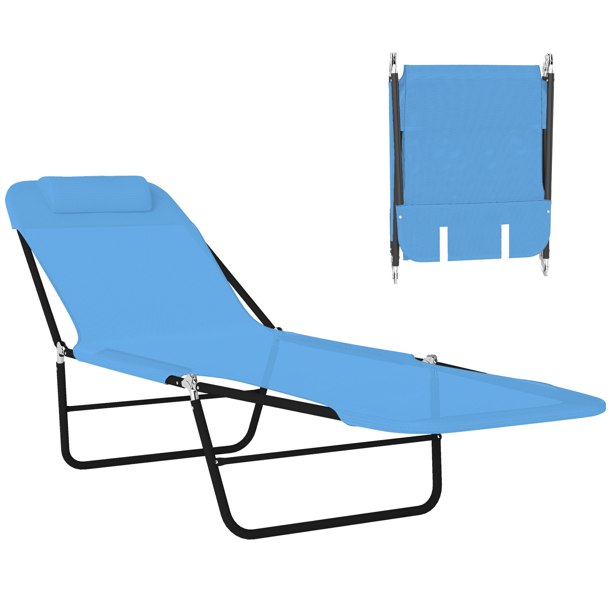 Folding Chaise Lounge Chair, Pool Sun Tanning Chair, Outdoor Lounge Chair with Reclining Back, Breathable Mesh Seat, Headrest for Beach, Yard, Patio, Green (Drop Shipping Only, Not for Amazon)