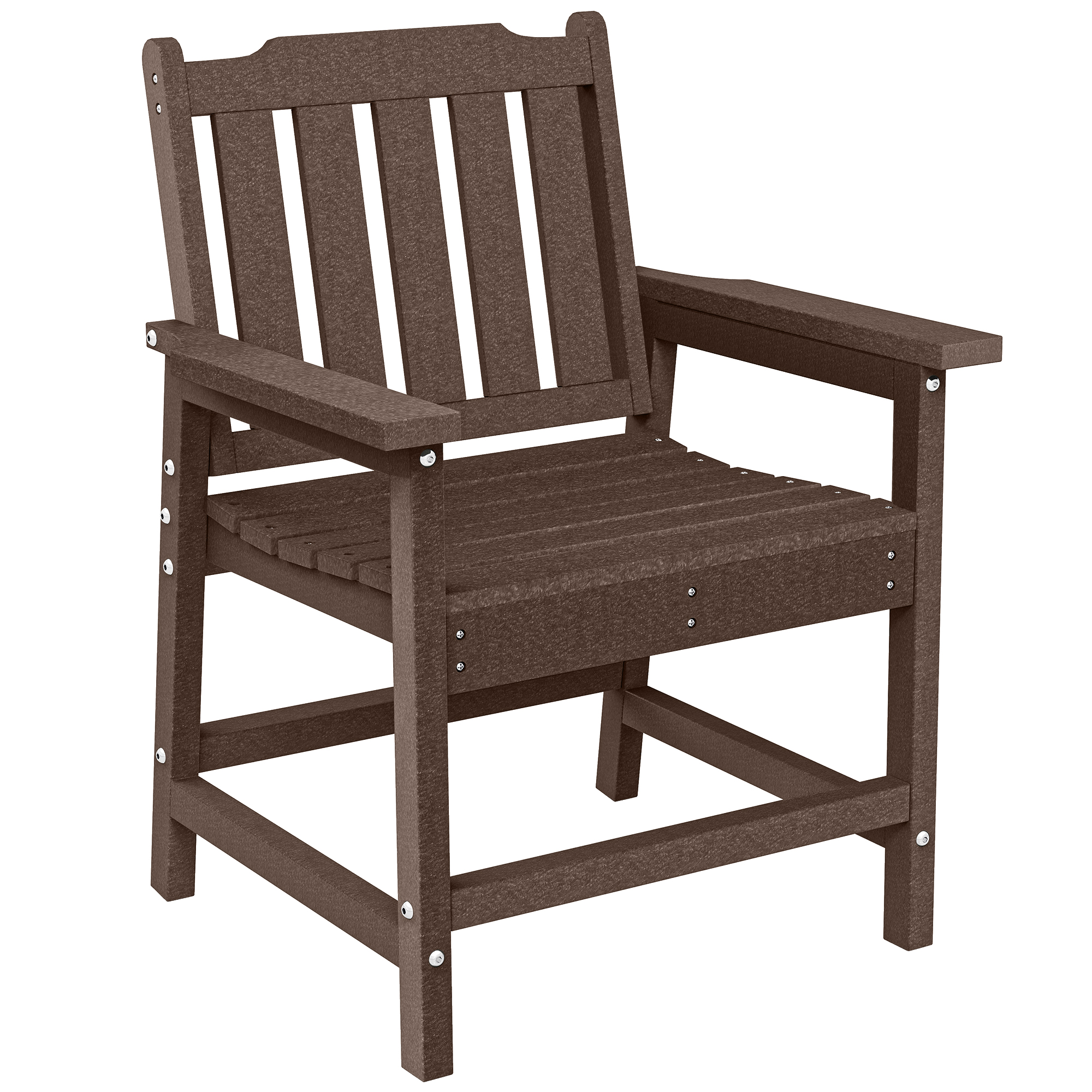 All-Weather Patio Chair, HDPE Patio Dining Chair, Heavy Duty Wood-Like Outdoor Furniture for Garden, Backyard, Deck, Porch, Lawn, Brown (Drop Shipping Only, Not for Amazon)