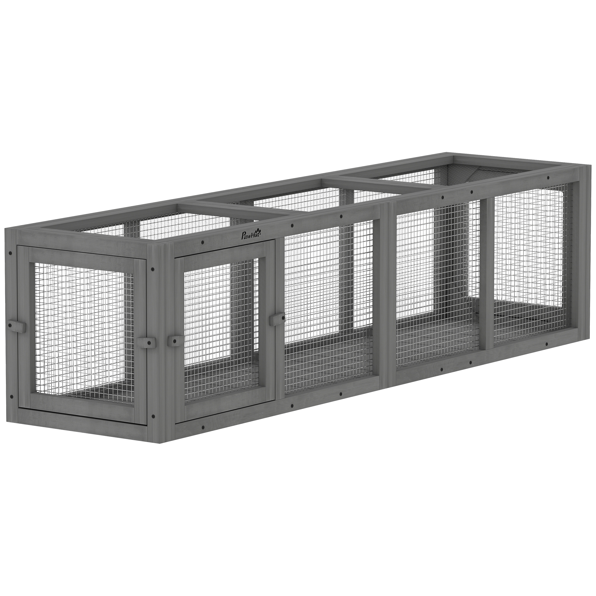 Outdoor Cat Tunnel, Wooden Play Cat Enclosure, Extendable Pet Run with 3 Doors, for Indoor and Outdoor Use, Grey (Drop Shipping Only, Not for Amazon)
