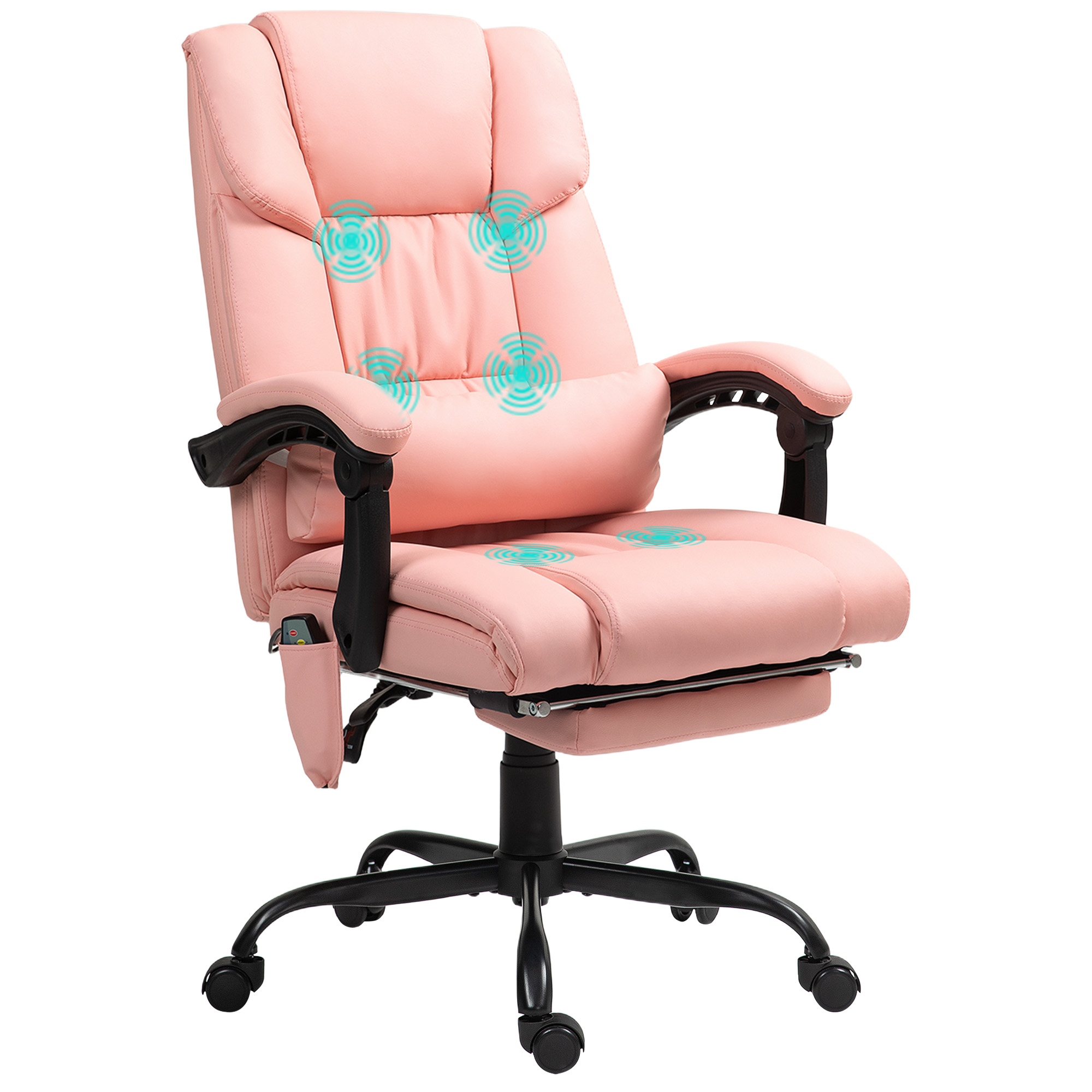 Massage Office Chair with 6 Vibrating Points, High Back Reclining Office Chair with Footrest and Remote, Pink (Drop Shipping Only, Not for Amazon)