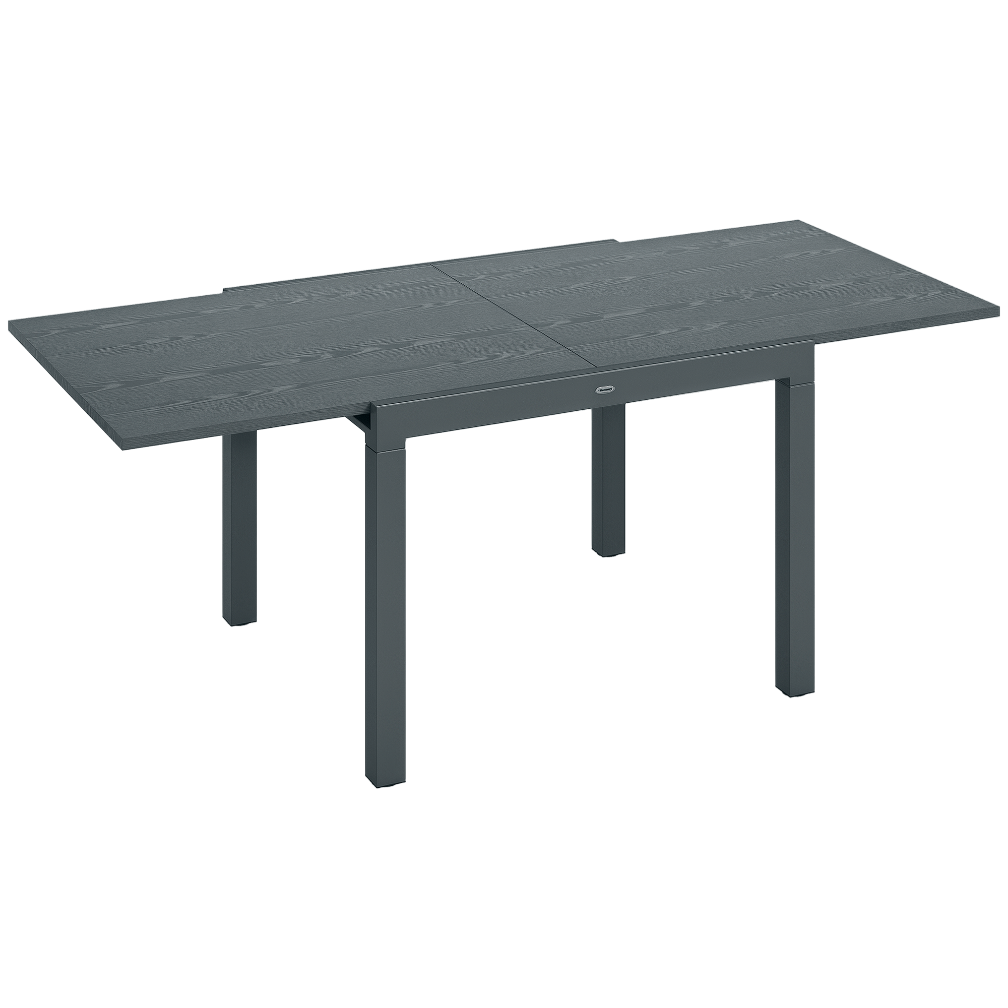 Patio Table for 6-8 People, Aluminum Frame Rectangle Garden Table with Wood Effect Steel Top, for Backyard, Dark Gray (Drop Shipping Only, Not for Amazon)