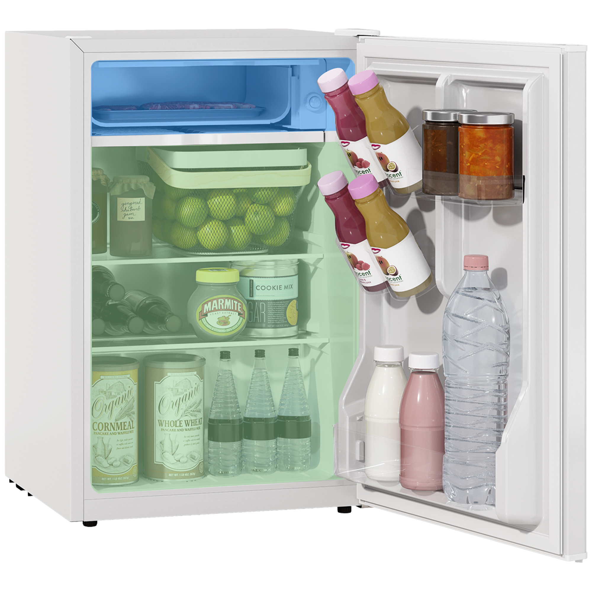 2.5 Cu.Ft Mini Fridge, Single Door Compact Refrigerator with Freezer, Adjustable Thermostat, Reversible Door, White (Drop Shipping Only, Not for Amazon)