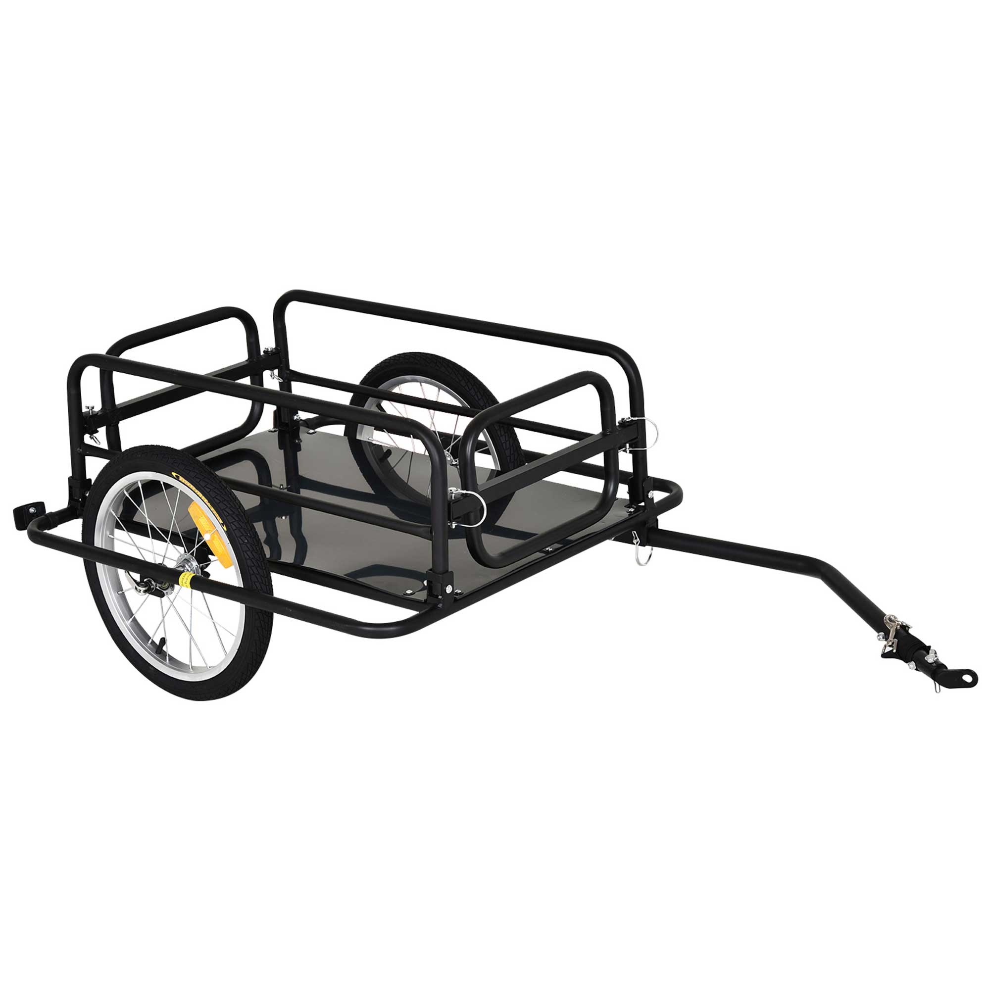 Bike Cargo Trailer in Steel Frame Extra Bicycle Storage Carrier with Hitch-Black (Drop Shipping Only, Not for Amazon)
