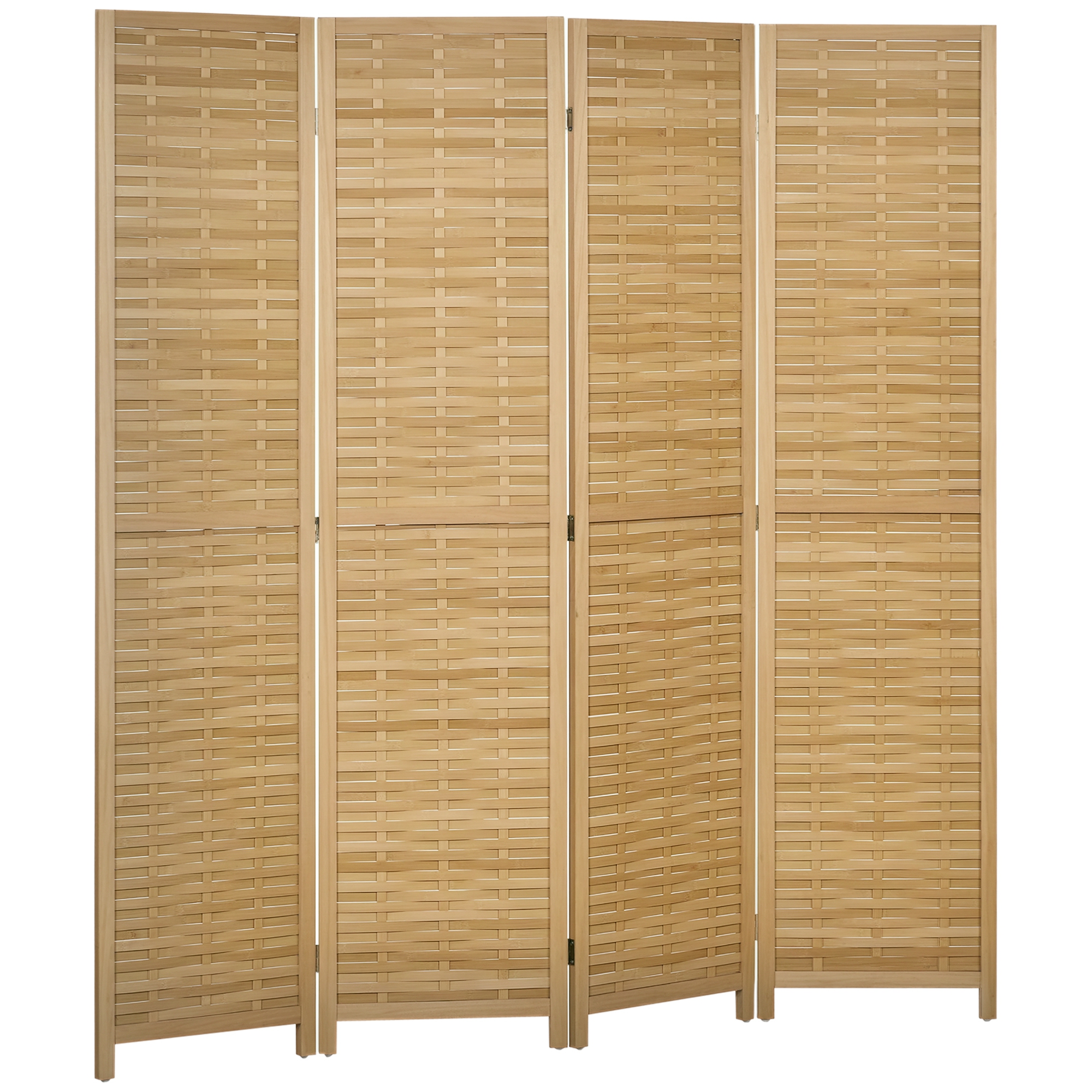 Hand Woven Room Divider, 4 Panel Bamboo Folding Privacy Screen for Home Office, 47.25