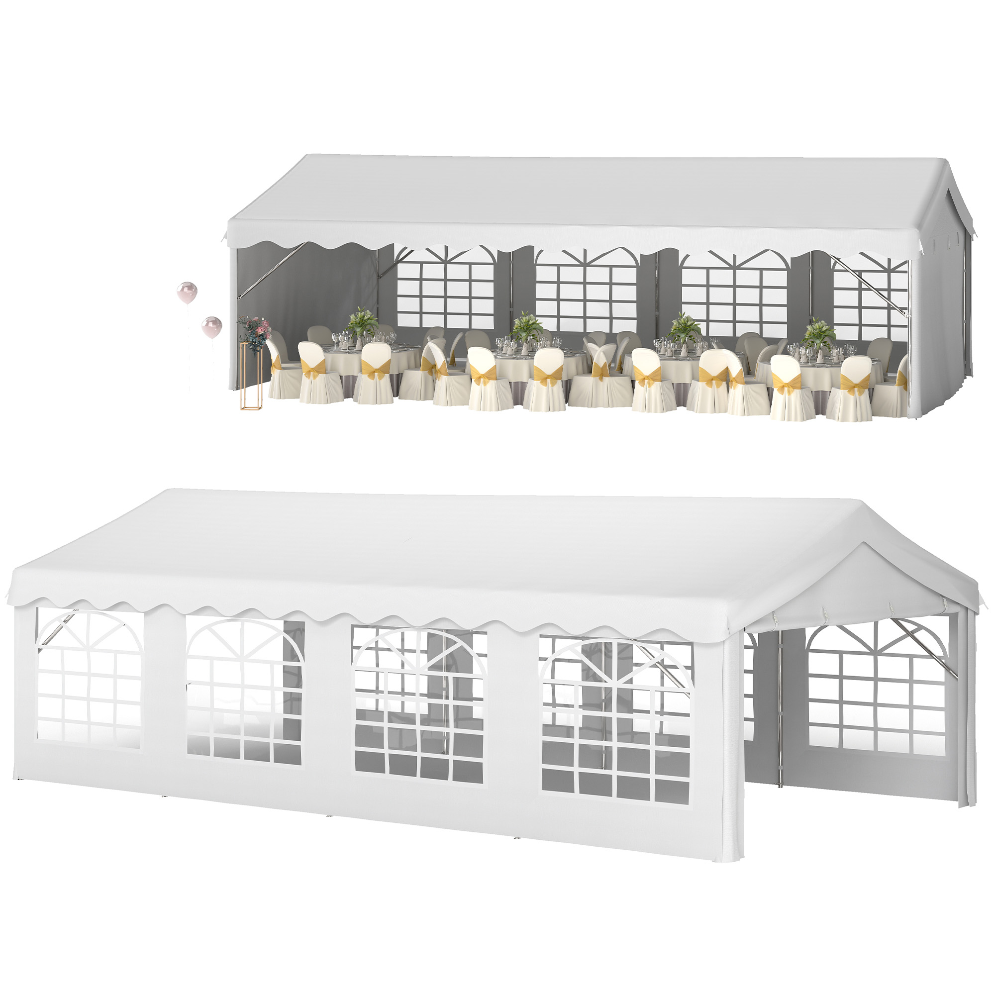Heavy Duty Party Tent, 13x26 ft Outdoor Wedding Event Shelter, with Removable Sidewalls & Windows, for Family Gatherings, White (Drop Shipping Only, Not for Amazon)