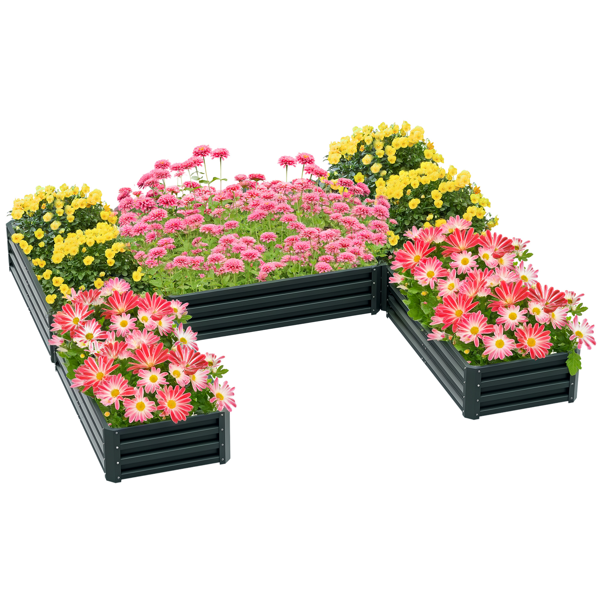 Steel Raised Garden Bed, Set of 5 Large Box Planters for Outdoor Plants Vegetables Flowers Herbs, 8x8x1ft, Green (Drop Shipping Only, Not for Amazon)