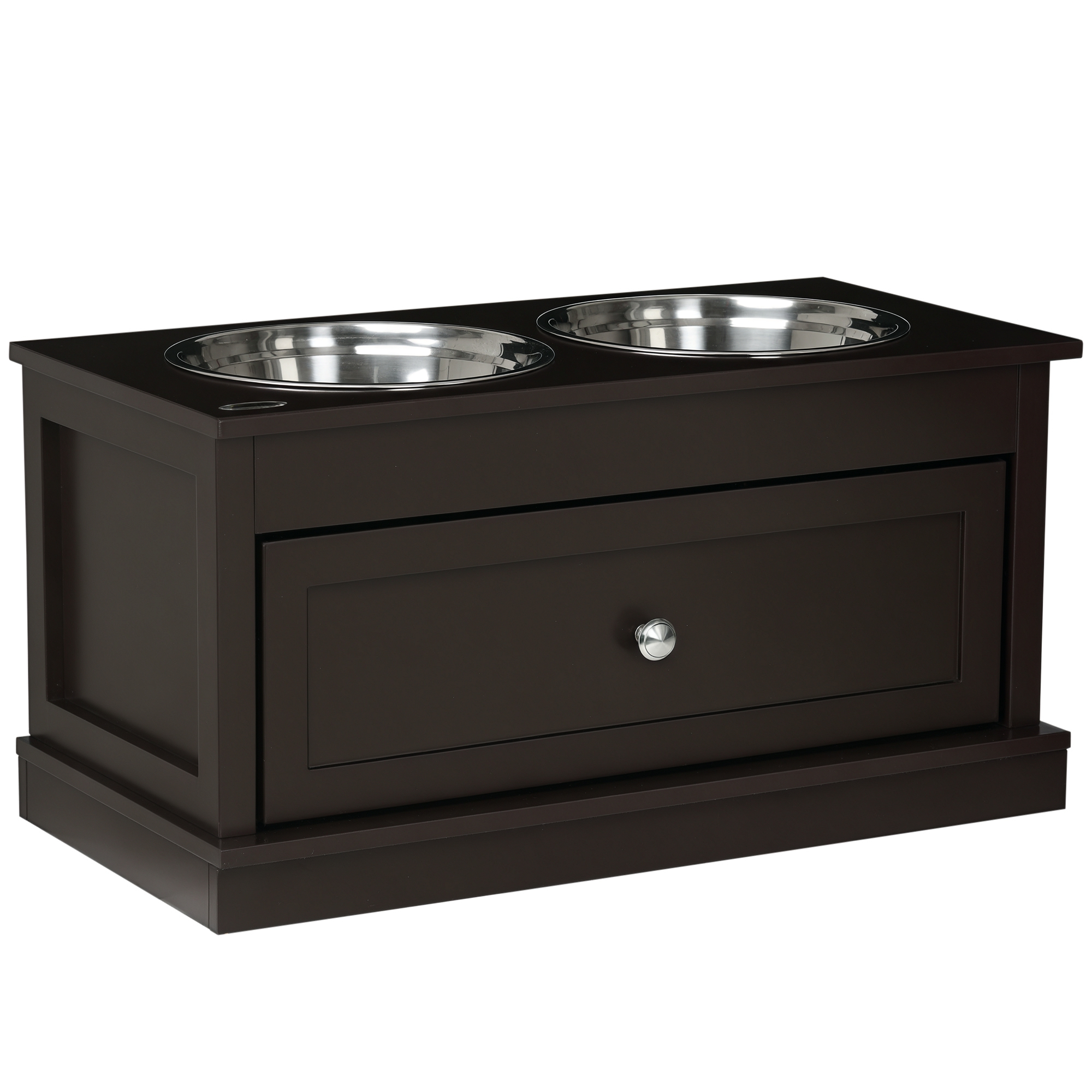 Large Elevated Dog Bowls with Storage Drawer Containing 11L Capacity, Raised Dog Bowl Stand Pet Food Bowl Dog Feeding Station, White (Drop Shipping Only, Not for Amazon)