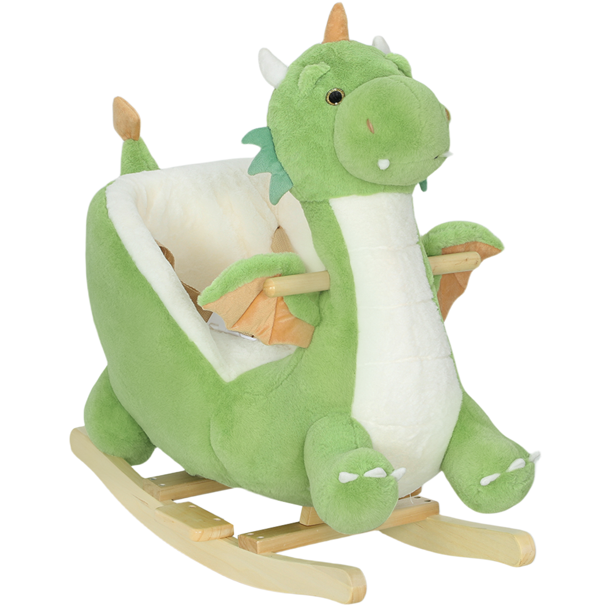 Baby Rocking Horse, Kids Ride On Dragon Toy with Realistic Dragon Roar and Safety Belt for Kids 18–36 Months, Green (Drop Shipping Only, Not for Amazon)