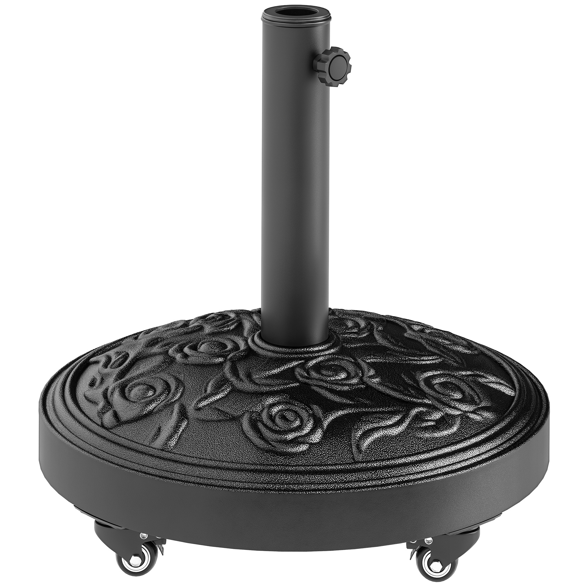 Parasol Base, Umbrella Base with Wheels Cast Iron Effect, for Umbrella, Canopy, Weather Resistant, Black (Drop Shipping Only, Not for Amazon)