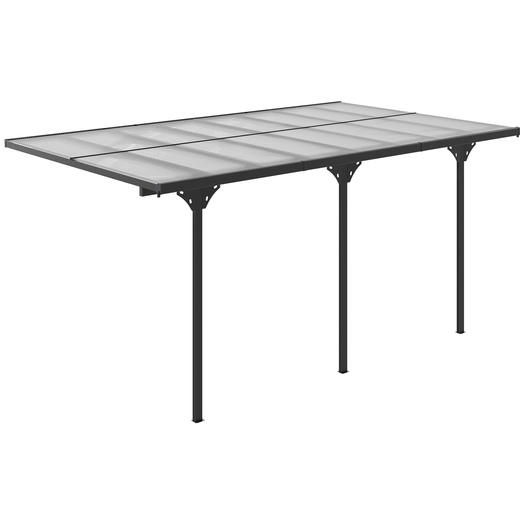 16.5' x 10' Outdoor Polycarbonate Pergola, Transparent UV Blocking Awning, Hardtop Deck Gazebo, Aluminum, Gray (Drop Shipping Only, Not for Amazon)