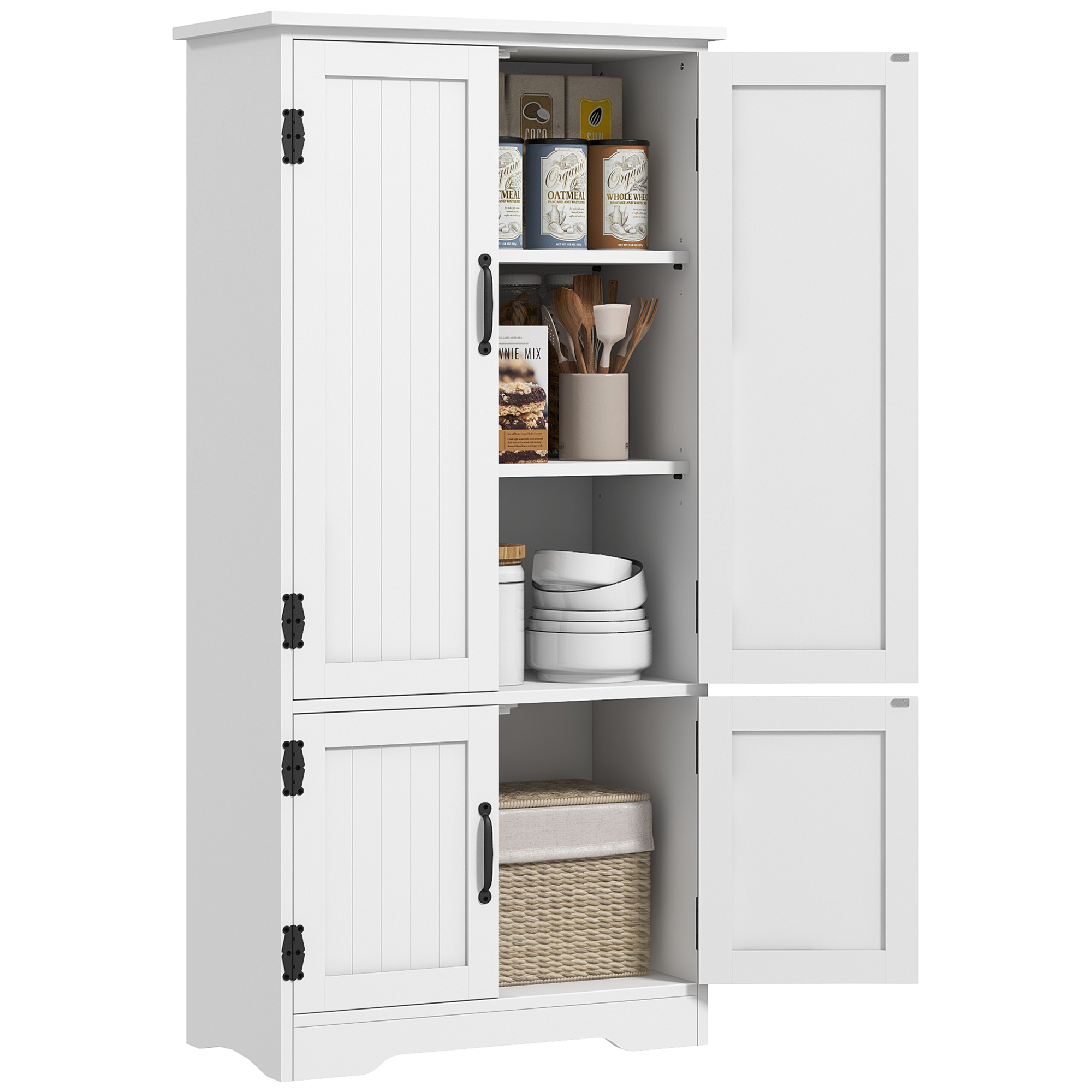 Accent Floor Storage Cabinet, Kitchen Cupboard Sideboard with Adjustable Shelves and 2 Lower Doors, White (Drop Shipping Only, Not for Amazon)