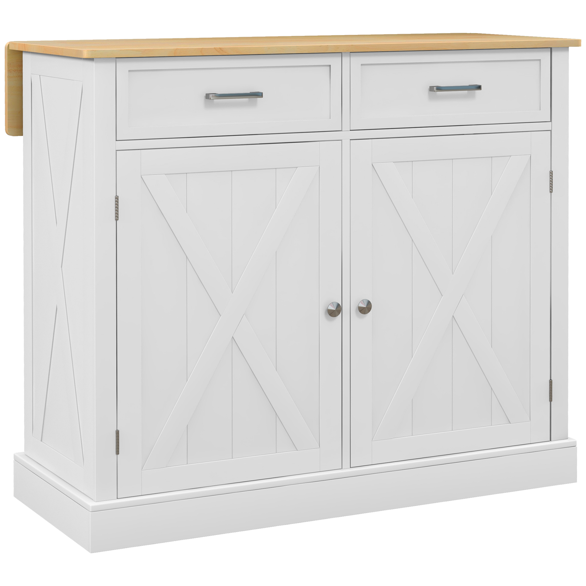 Rolling Kitchen Island with Drop Leaf Wood Breakfast Bar, Farmhouse Kitchen Cart with 2 Drawers, Adjustable Shelves for Dining Room, Dark Gray (Drop Shipping Only, Not for Amazon)