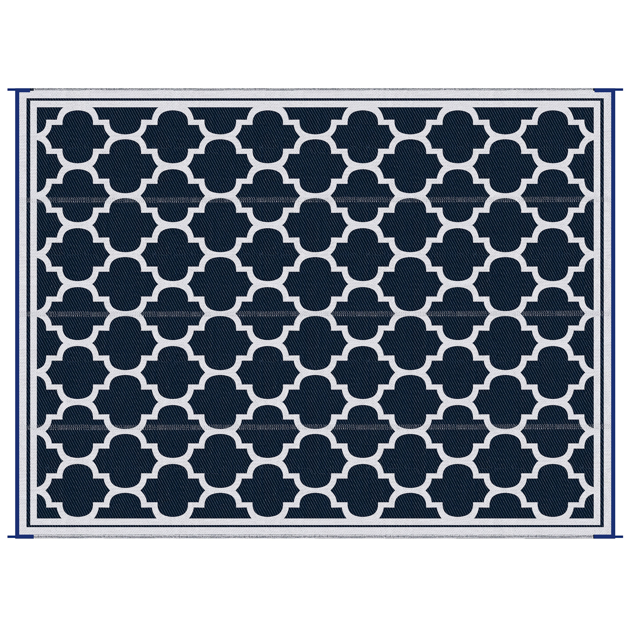 Reversible Outdoor Rug, 9' x 12' Waterproof Plastic Straw Floor Mat, Portable RV Camping Carpet, Large Floor Mat for Backyard, Deck, Picnic, Beach, Blue & White (Drop Shipping Only, Not for Amazon)