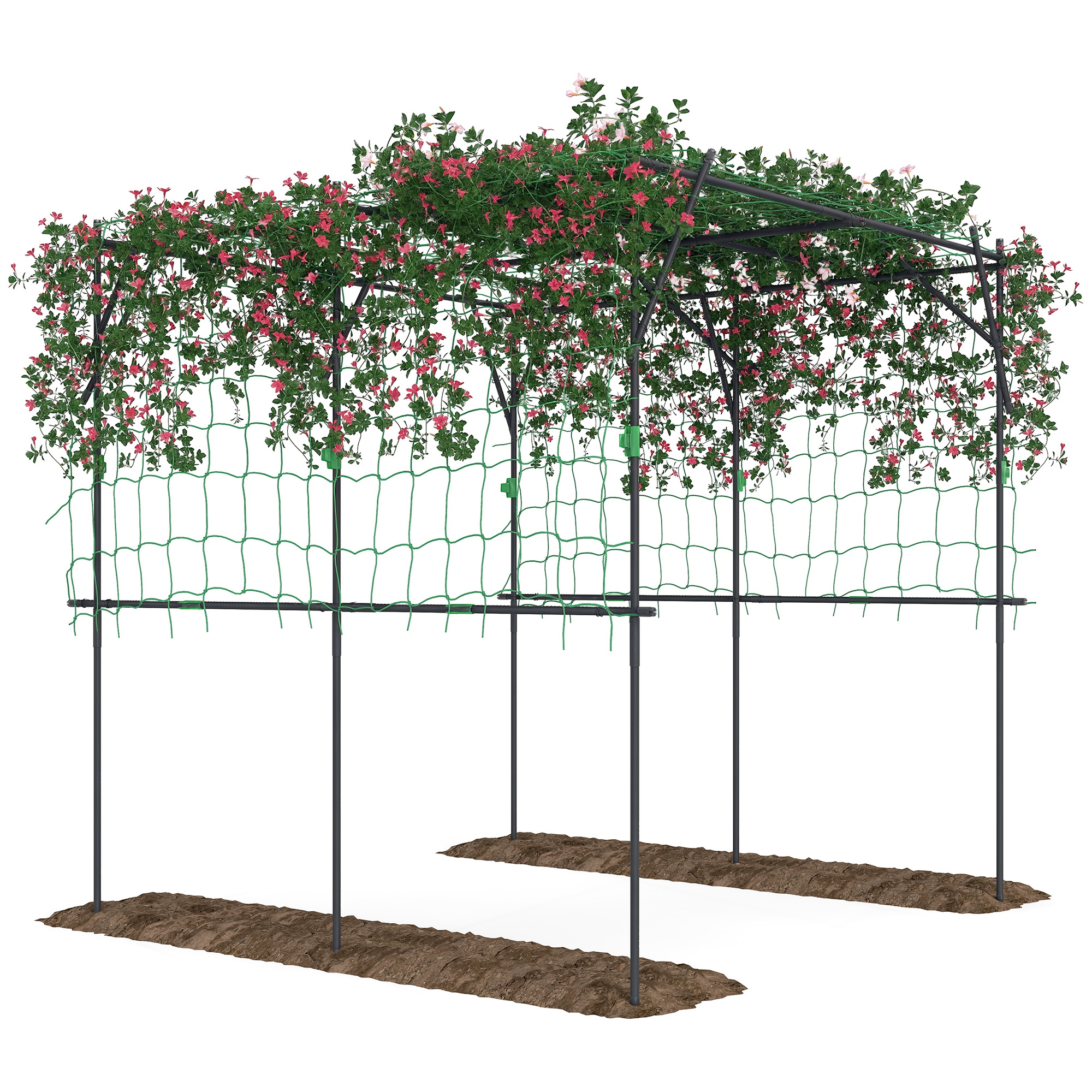 Garden Arch Trellis, 7.3 FT Tall Metal Plant Trellis Support with Climbing Net, Cucumber Trellis for Vegetables, Black (Drop Shipping Only, Not for Amazon)