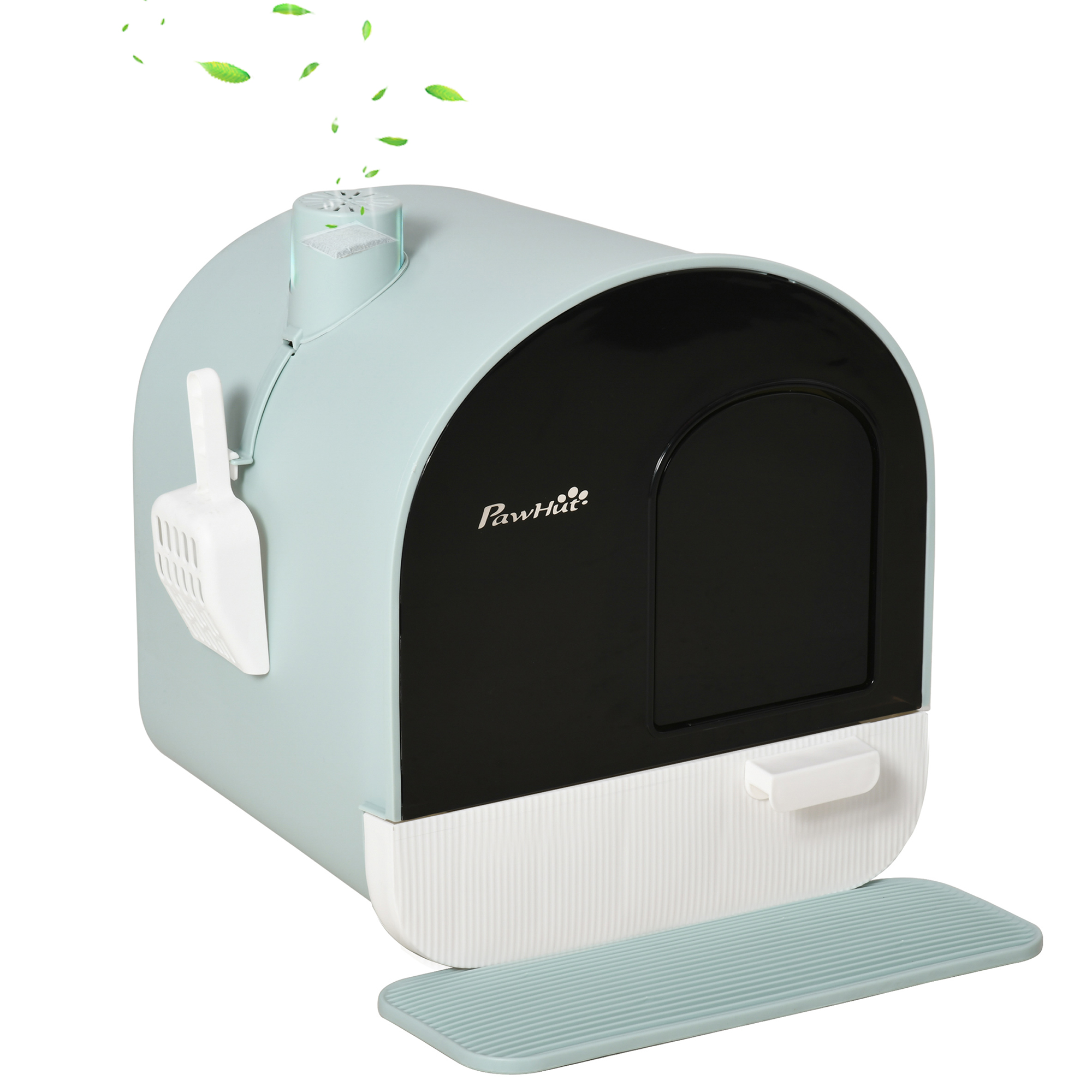 Hooded Cat Litter Box, Kitten Litter Tray, with Lid, Scoop, Filter, Flap Door (Drop Shipping Only, Not for Amazon)