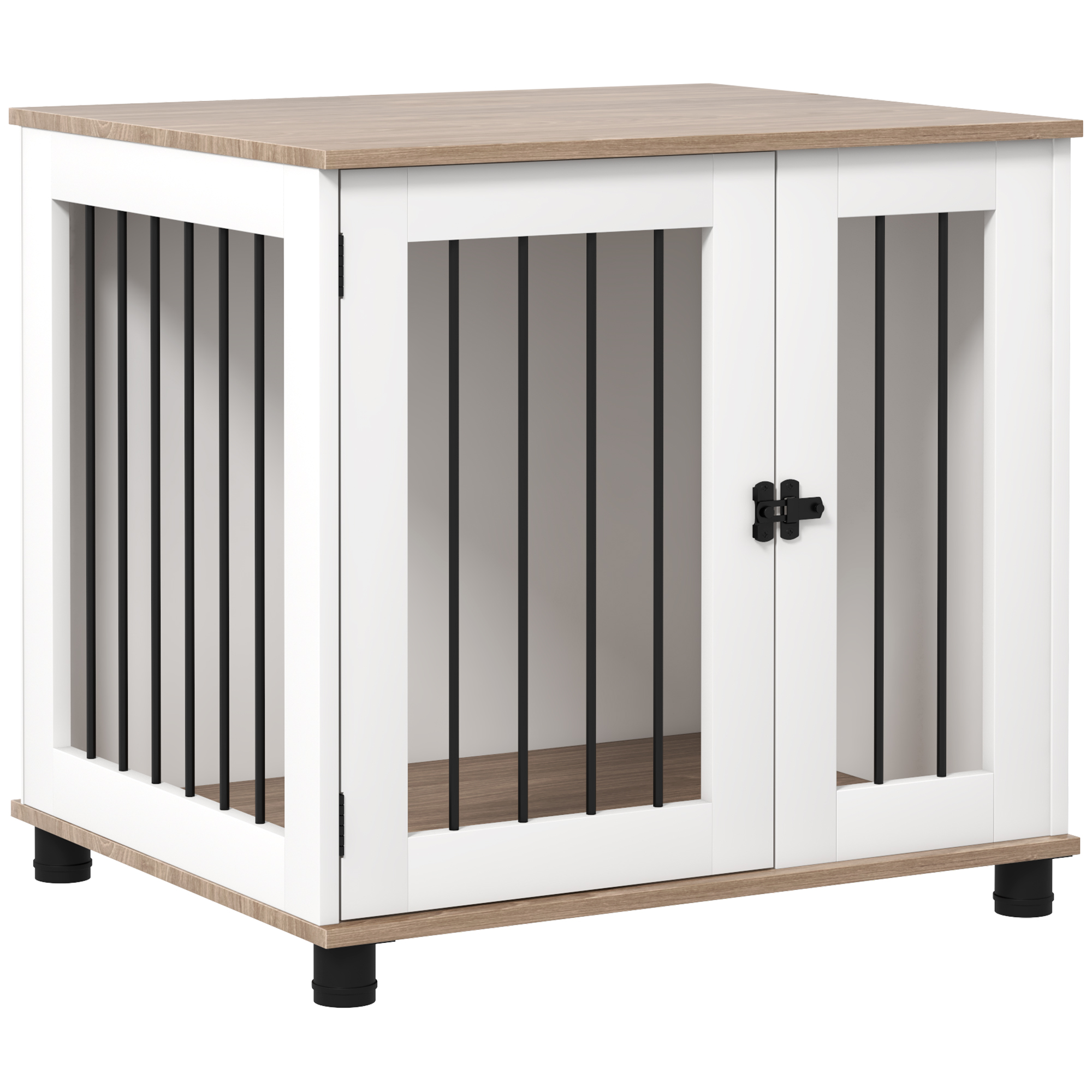 Dog Kennel Furniture Side End Table Indoor with Lockable Door, for Small and Medium Dogs, Walnut Brown (Drop Shipping Only, Not for Amazon)