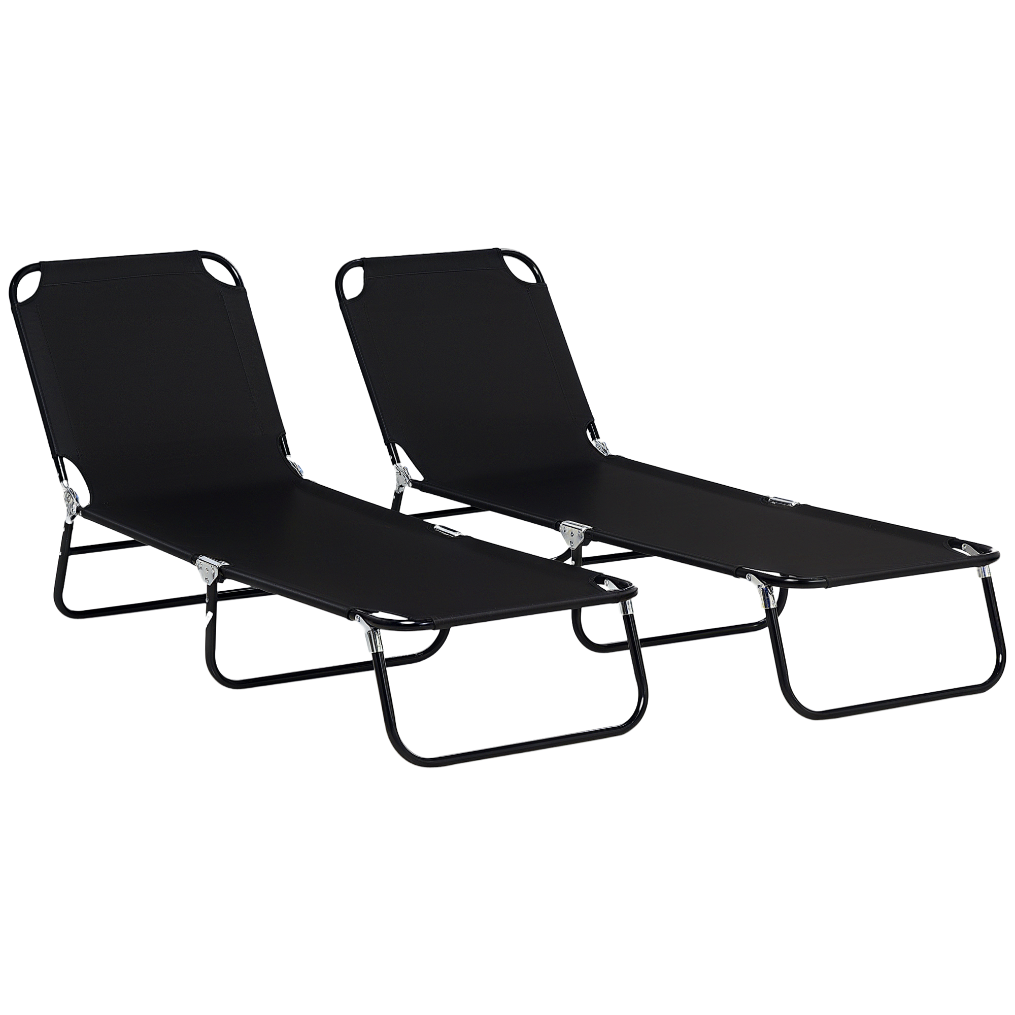 Set of Two Metal Frame Folding Sun Loungers - Black (Drop Shipping Only, Not for Amazon)