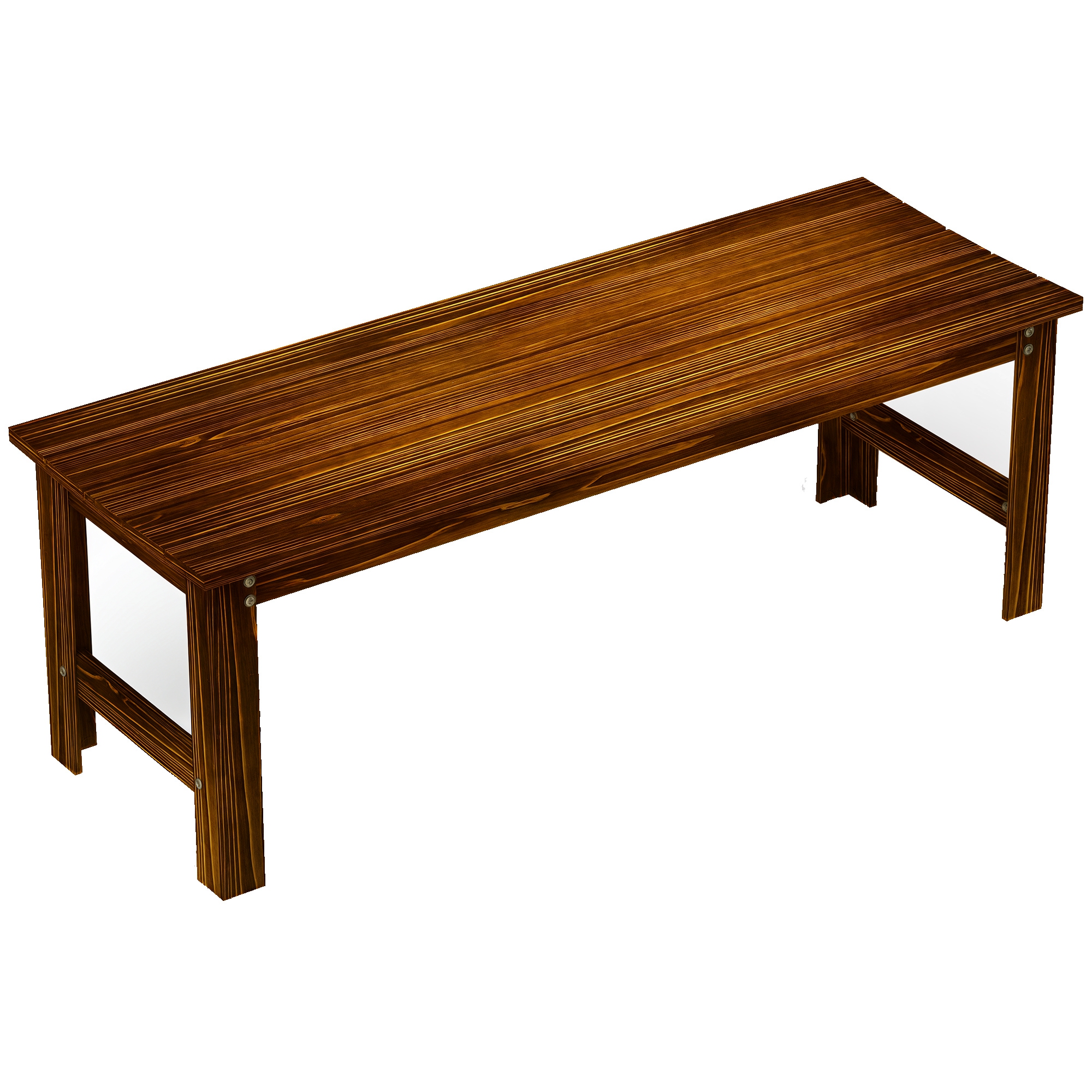 2-Seat Wood Garden Bench, Patio Bench Outdoor Bench with Slatted Seat, Backless Front Porch Bench for Park, Garden, Poolside, Deck, Carbonized (Drop Shipping Only, Not for Amazon)