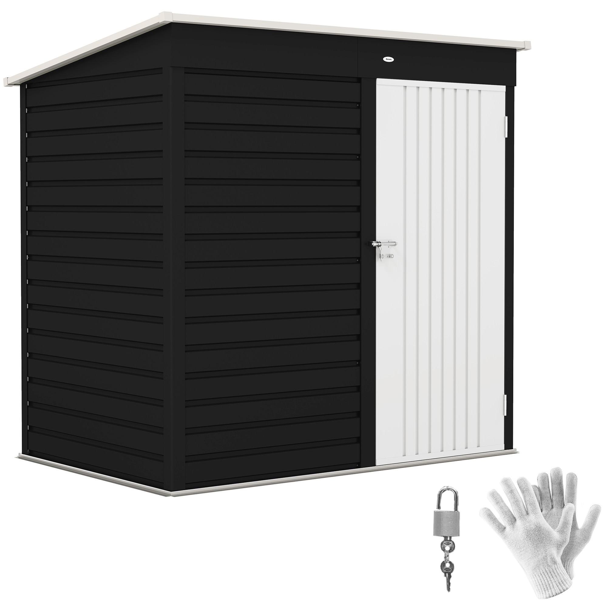 6 x 4ft Metal Garden Storage Shed, Outdoor Tool Storage Shed with Lockable Door and Gloves for Garden, Patio, Dark Grey (Drop Shipping Only, Not for Amazon)
