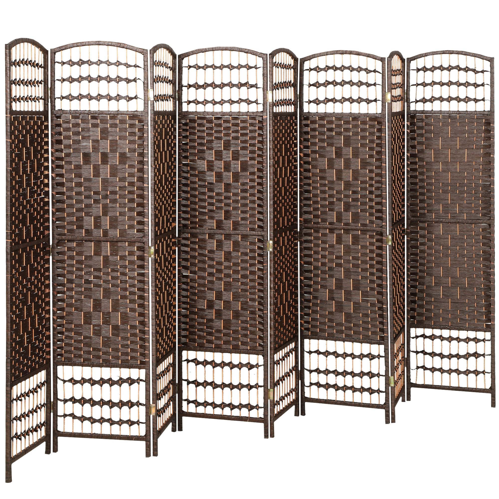 8 Panel Folding Room Divider Portable Privacy Screen Wave Fiber Room Partition for Home Office Black (Drop Shipping Only, Not for Amazon)
