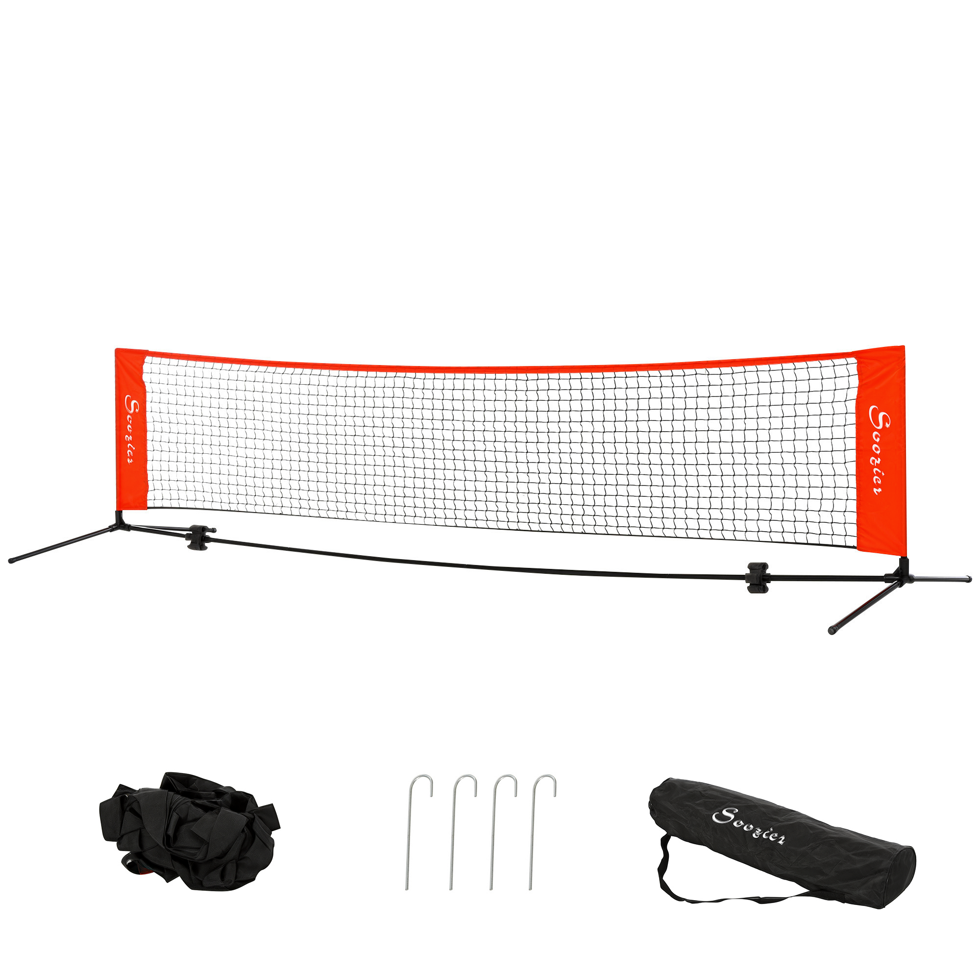 10ft Portable Soccer Tennis/Pickleball/Badminton/Mini Tennis Net w/ Sideline for Training with Included Storage Bag, Red (Drop Shipping Only, Not for Amazon)
