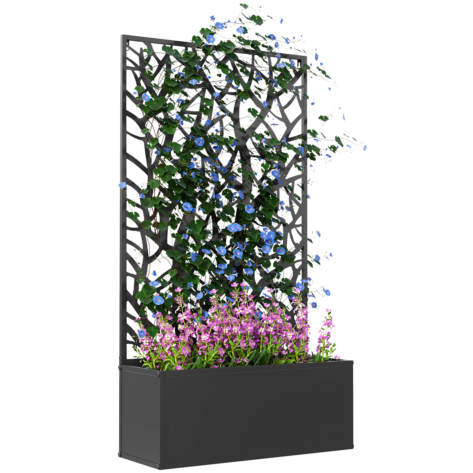 Outdoor Metal Planter, with Back Trellis - Black (Drop Shipping Only, Not for Amazon)