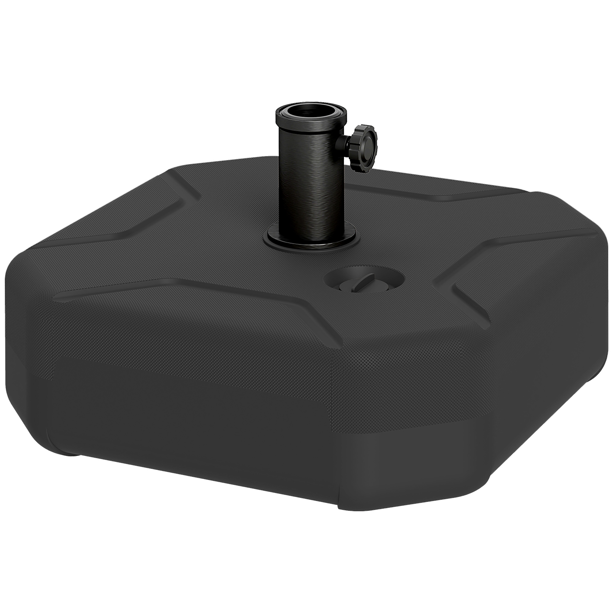 Square Patio Umbrella Base Holder, Heavy Duty Outdoor Umbrella Stand Base, Filled Up to 55lbs with Sand or 44lbs with Water for Garden, Poolside, Black (Drop Shipping Only, Not for Amazon)