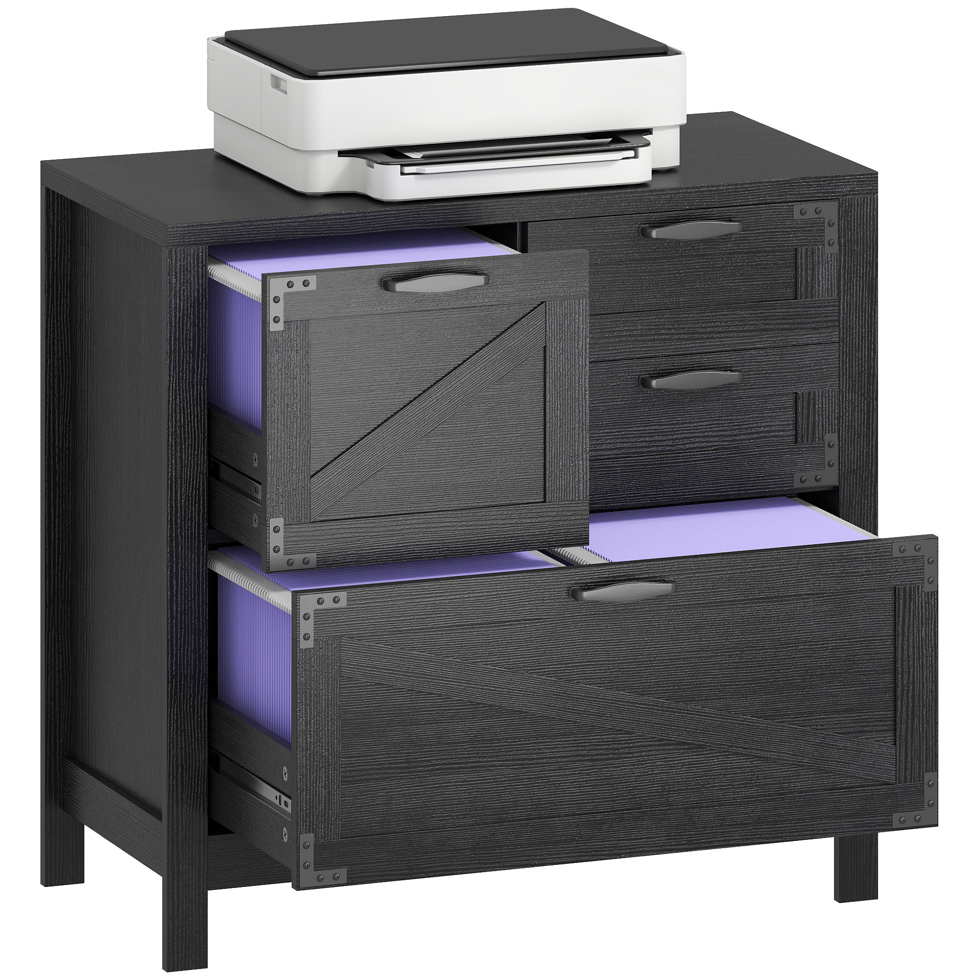 Lateral Filing Cabinet, Farmhouse File Cabinet with 4 Drawers, Fit Letter/A4/Legal Hanging Files, White (Drop Shipping Only, Not for Amazon)