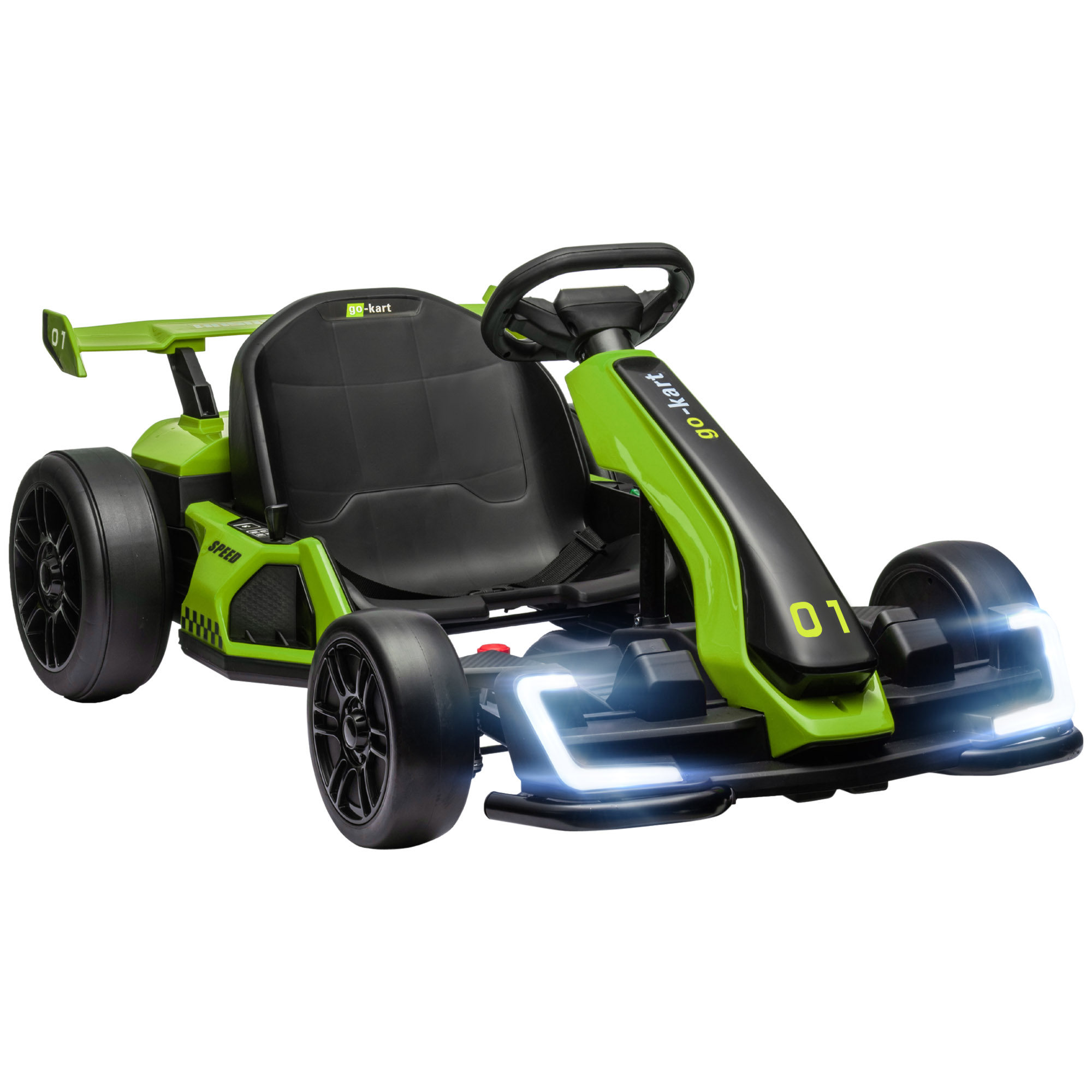 24V 7.5 MPH Electric Go Kart with Adjustable Seat, Slow Start, Green (Drop Shipping Only, Not for Amazon)