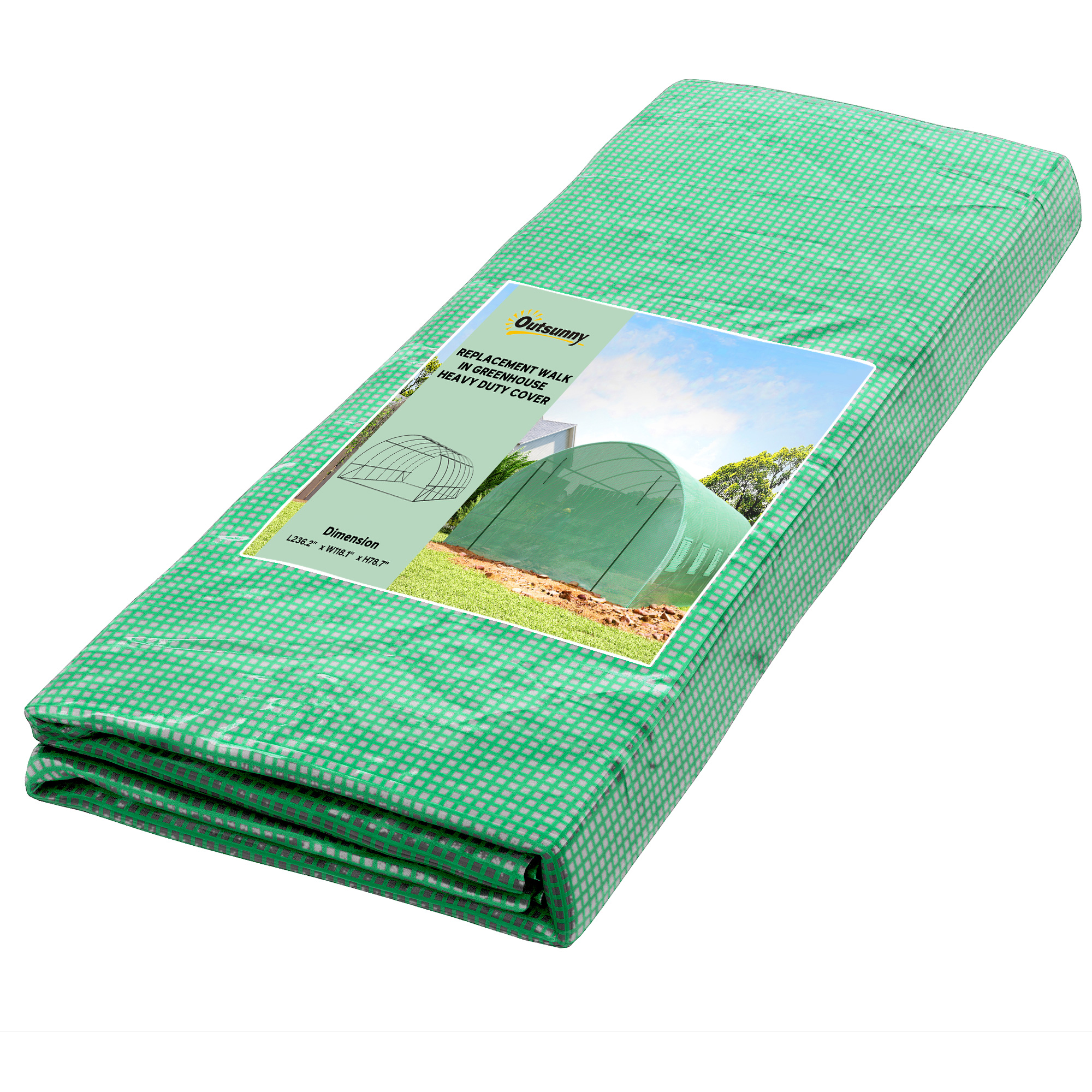 6 x 3 x 2m Polytunnel Greenhouse Replacement Cover ONLY Winter Garden Plant PE Cover for Tunnel Walk-in Greenhouse with Roll-up Windows Door Outdoor, Green (Drop Shipping Only, Not for Amazon)