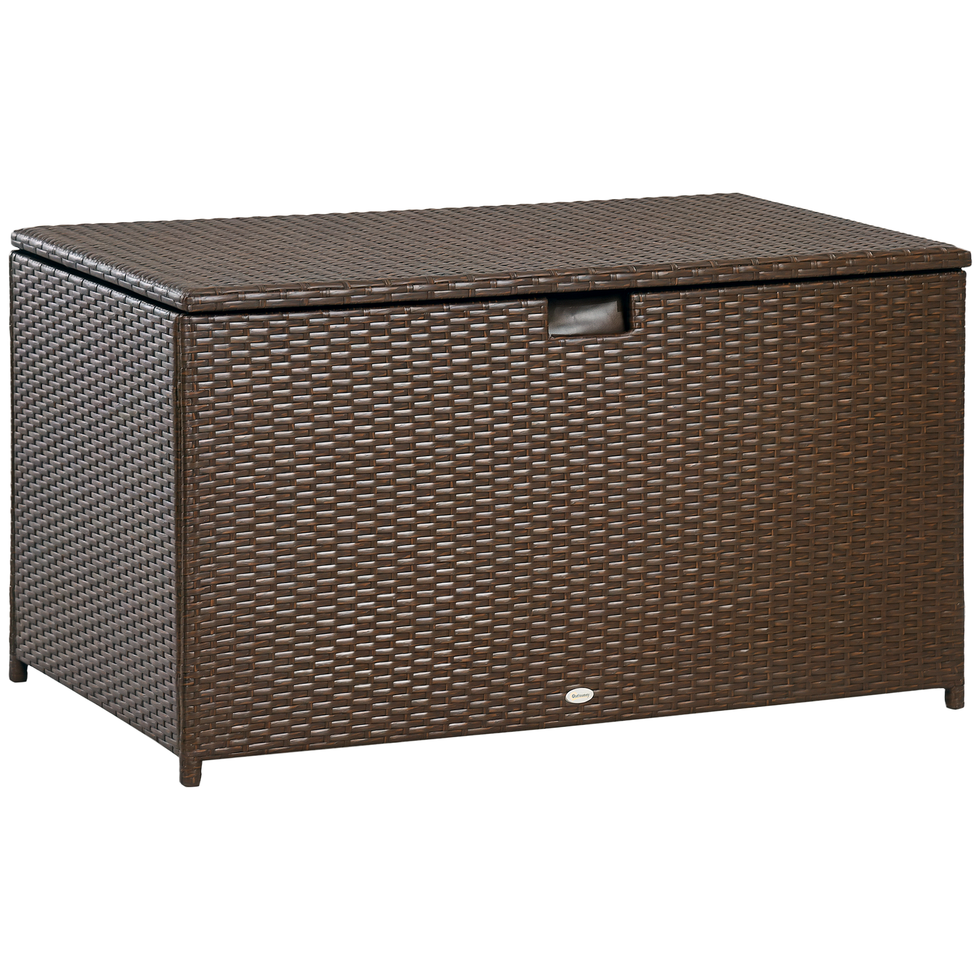 113 Gallon Outdoor Storage Box, Rattan Deck Box for Indoor, Patio Furniture Cushions, Pool Garden Tools, Brown (Drop Shipping Only, Not for Amazon)