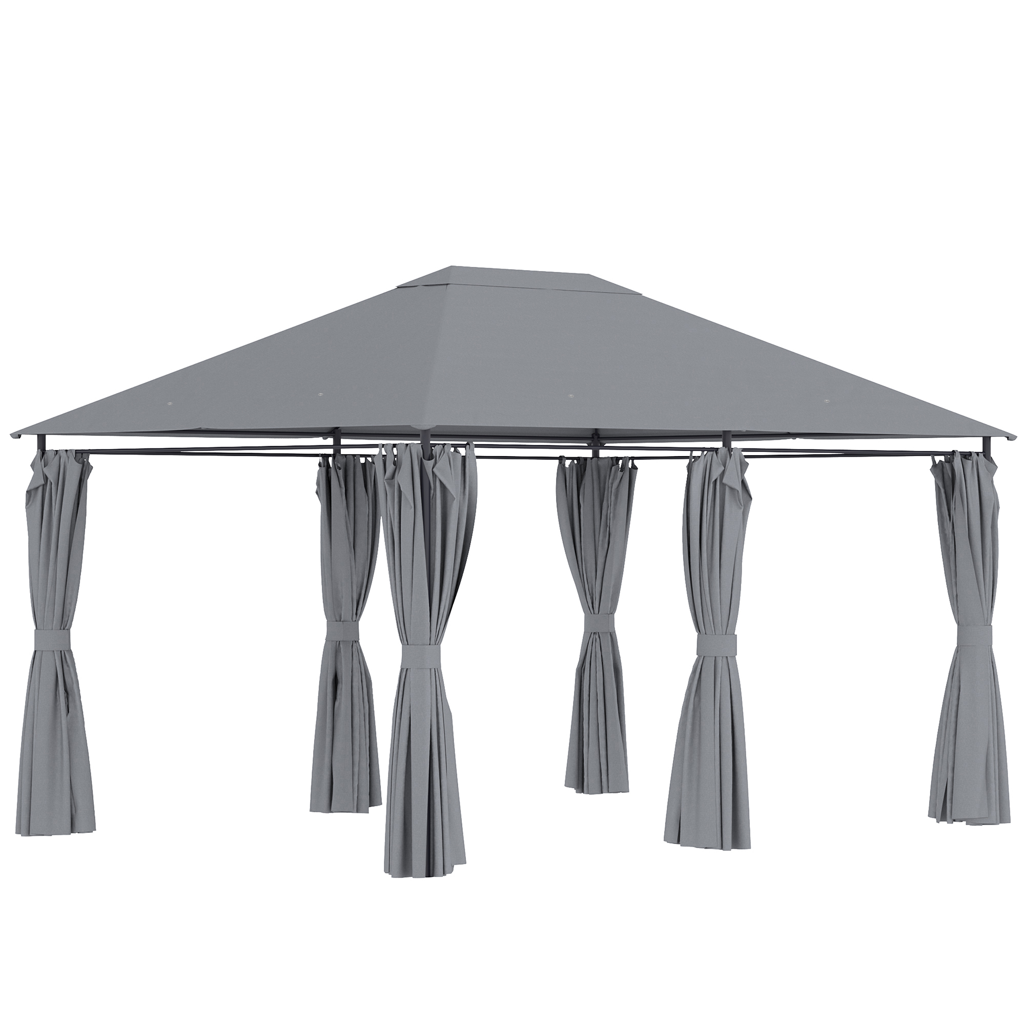 10' x 13' Outdoor Patio Gazebo, Canopy Shelter with 6 Removable Sidewalls & Steel Frame for Garden, Lawn, Backyard & Deck, Gray (Drop Shipping Only, Not for Amazon)