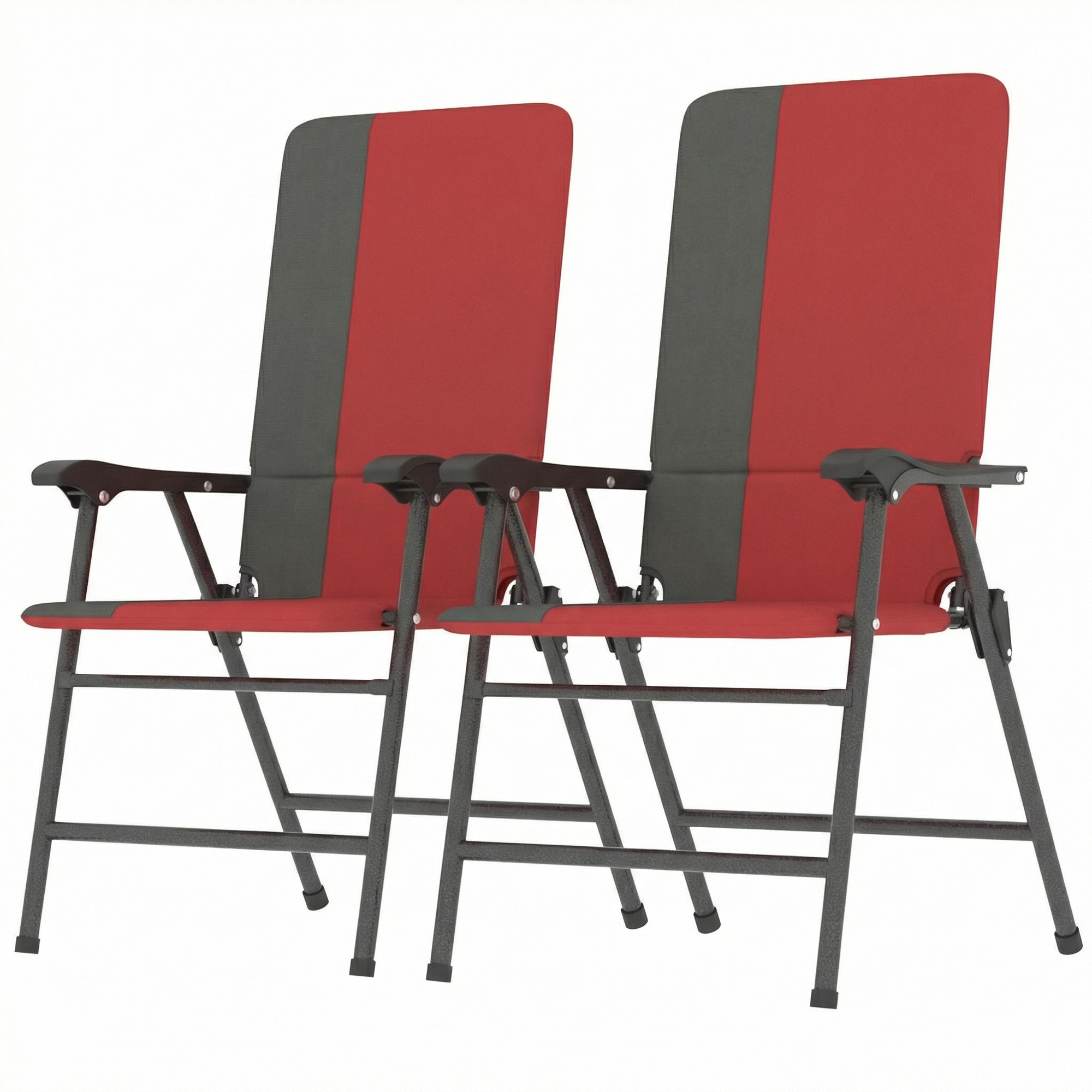 Folding Patio Chairs Set of 2, Padded High Back Lawn Camping Chairs with Armrests, 600D Oxford Fabric, Light Gray (Drop Shipping Only, Not for Amazon)