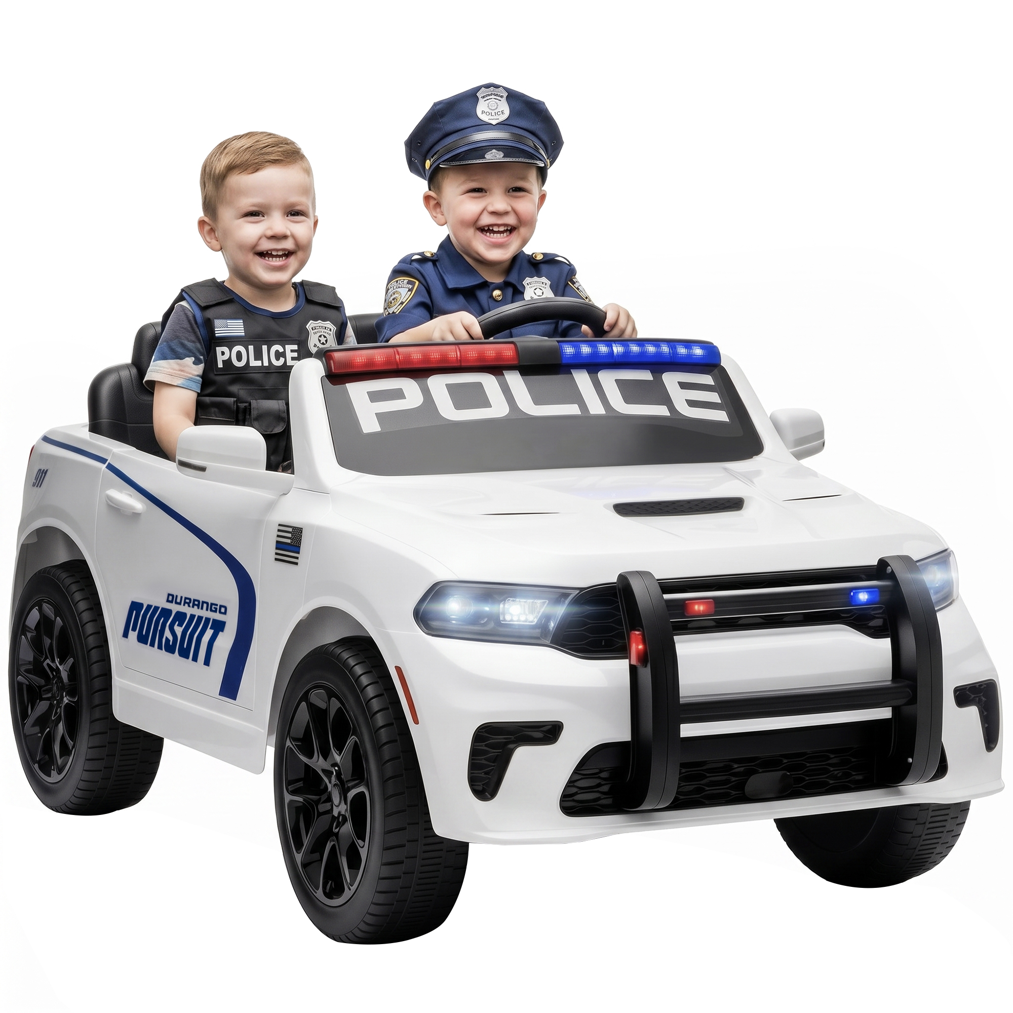 Licensed Dodge Ride On Police Car for Kids with 2 Seater, Remote, Suspension, Flashing Lights, Siren for Ages 3-6, Black (Drop Shipping Only, Not for Amazon)