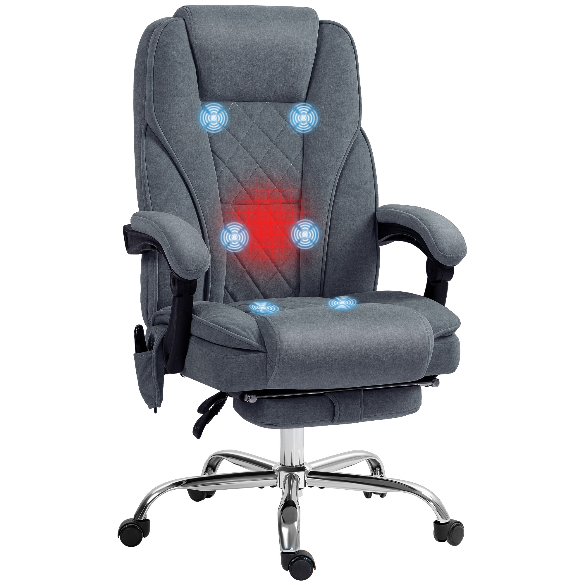 Massage Office Chair, Heated Reclining Computer Chair with Adjustable Height and Footrest, Charcoal Gray (Drop Shipping Only, Not for Amazon)