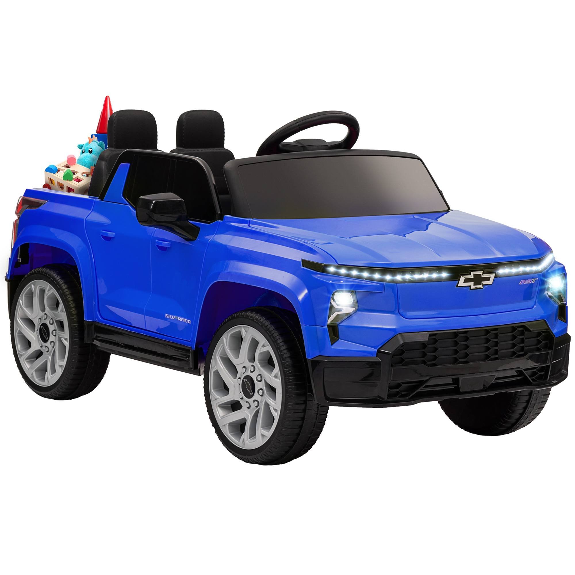 12V Chevrolet Silverado EV RST Licensed Kids Electric Car with Parent Remote Control, Spring Suspension, Blue (Drop Shipping Only, Not for Amazon)