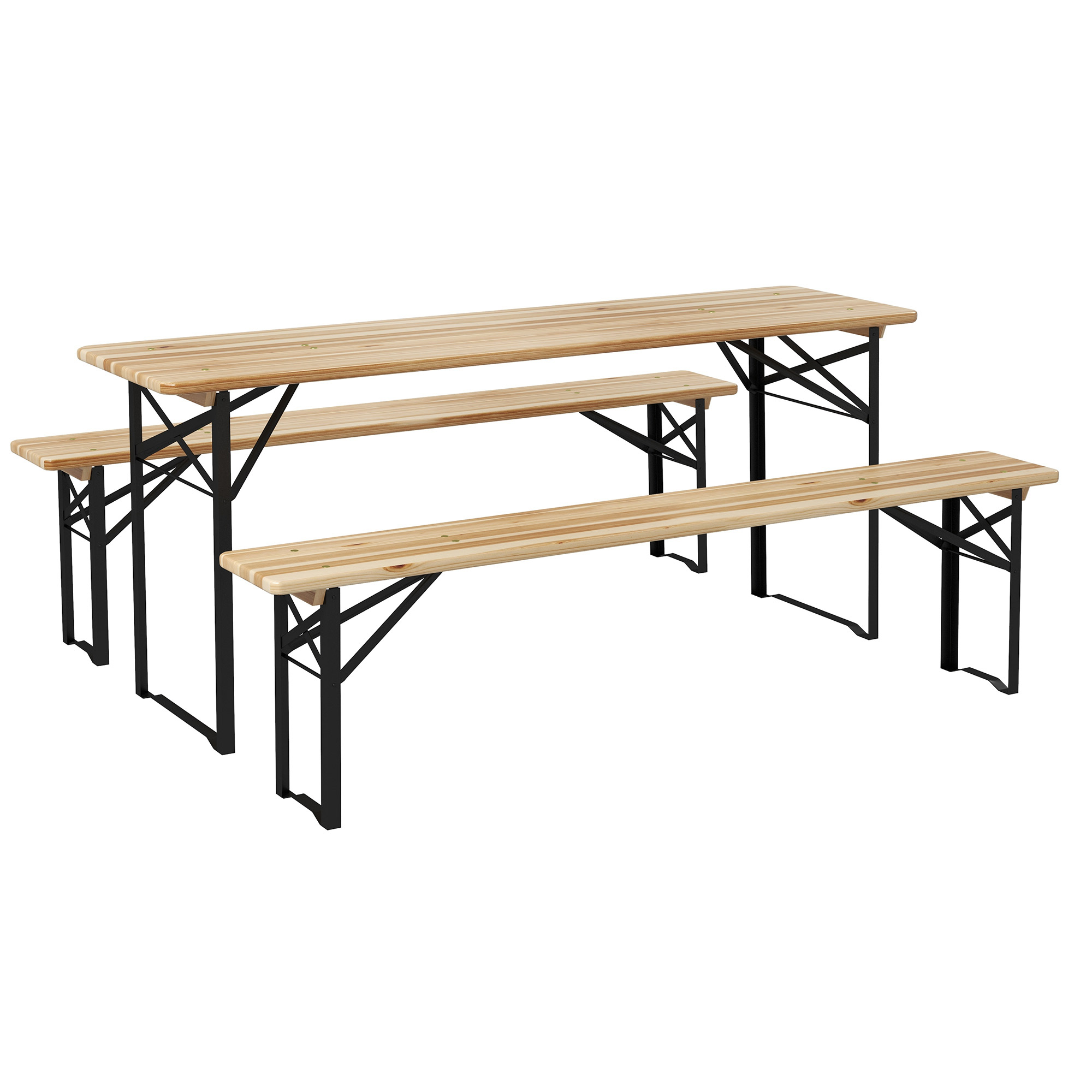 6' Portable Picnic Table and Bench Set, Outdoor Wooden Folding Camping Dining Table Set for Patio Garden Outdoor Activities (Drop Shipping Only, Not for Amazon)