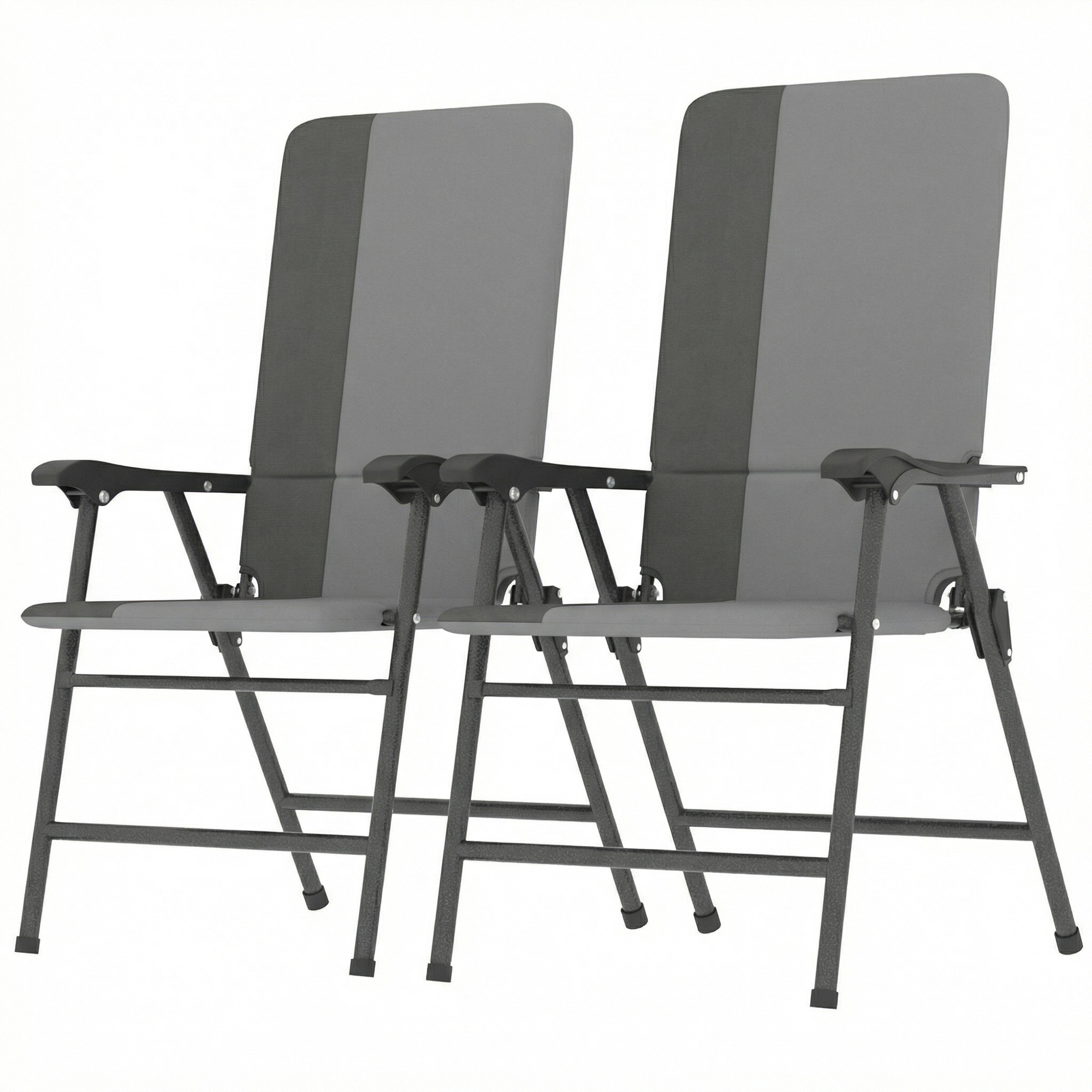 Folding Patio Chairs Set of 2, Padded High Back Lawn Camping Chairs with Armrests, 600D Oxford Fabric, Light Gray (Drop Shipping Only, Not for Amazon)