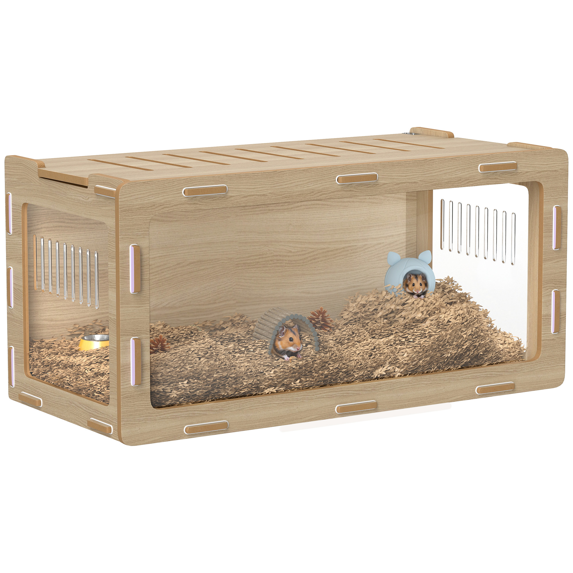 Hamster Cage with Easy View Acrylic Panels, Air Vents & Openable Roof, for Gerbil, Guinea Pig, 39