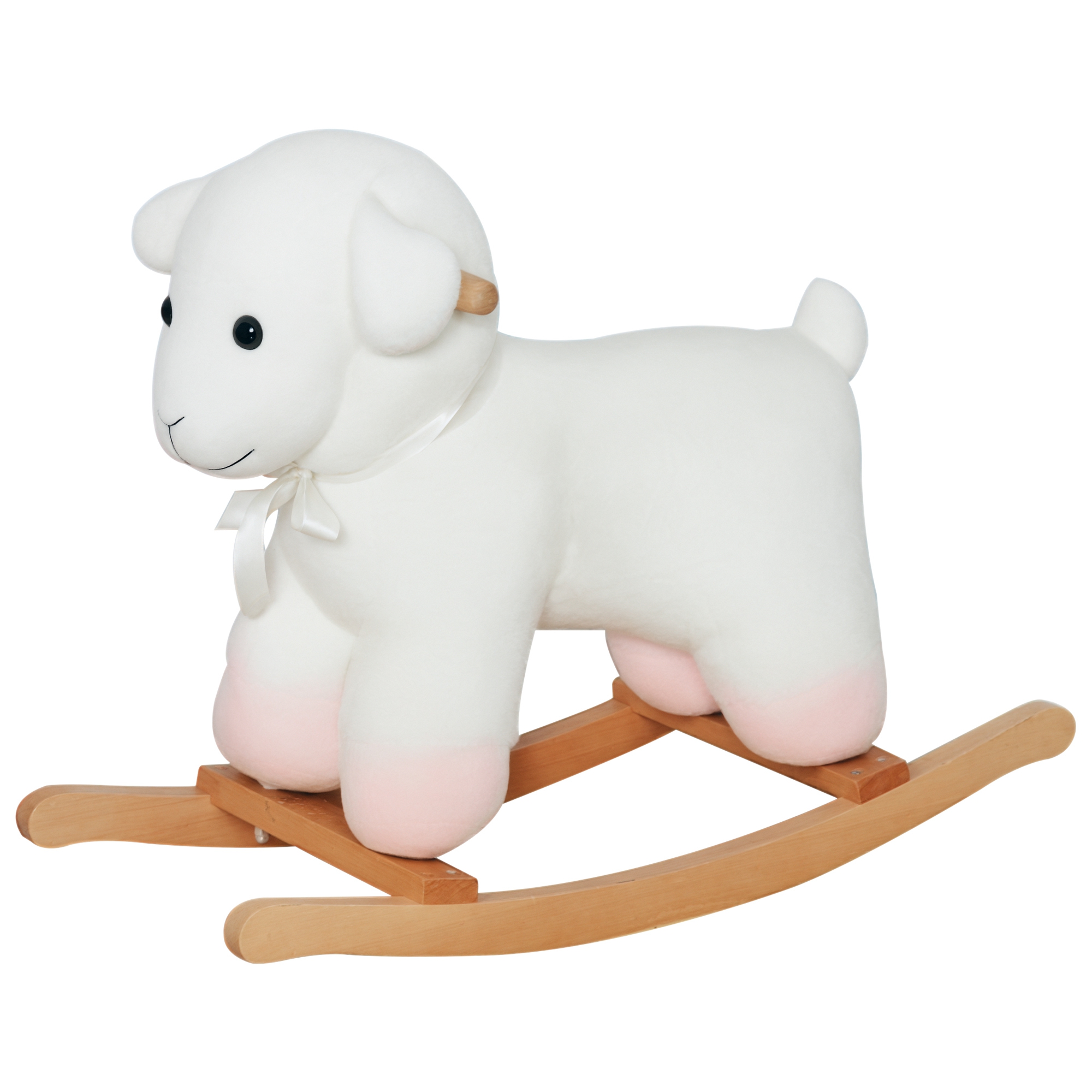 Lamb Rocking Horse Sheep, Nursery Stuffed Animal Ride On Rocker for Kids, Wooden Plush, White (Drop Shipping Only, Not for Amazon)