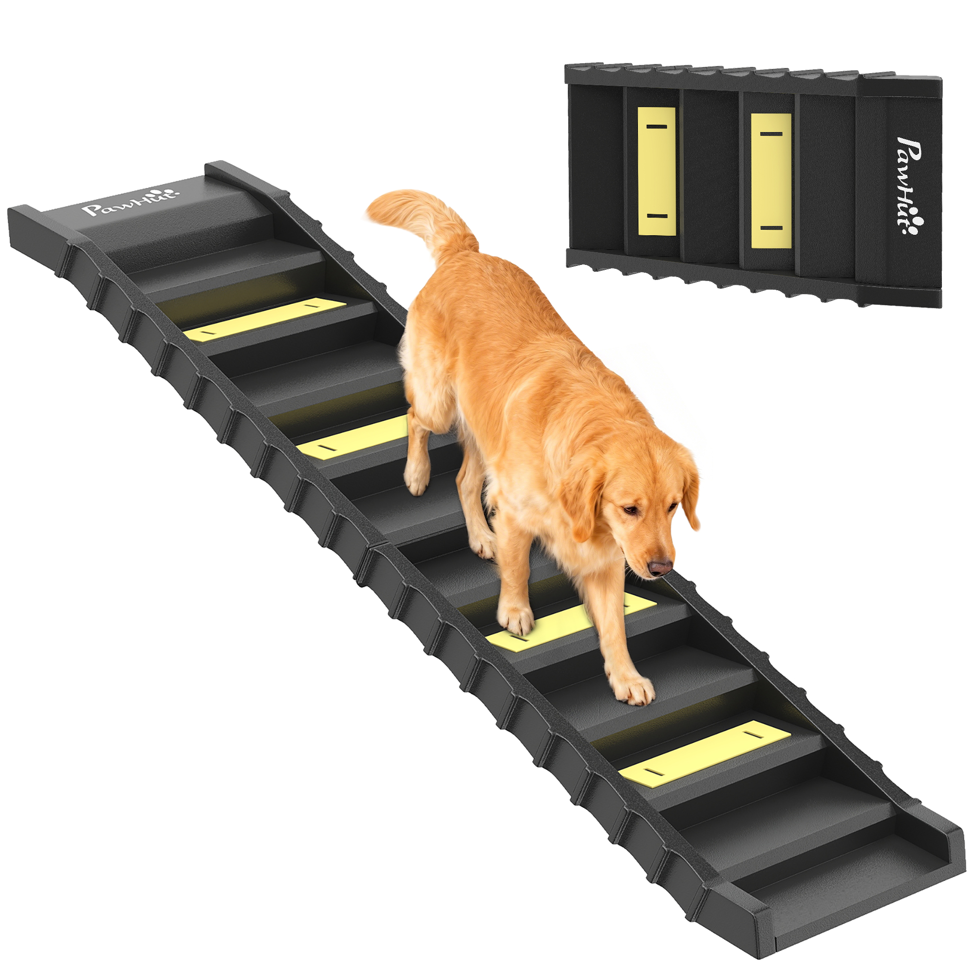 Dog Car Ramp with Anti-Slip Steps, 10-Steps Pet Stairs for Pets to Access Cars and High Beds, Grey (Drop Shipping Only, Not for Amazon)