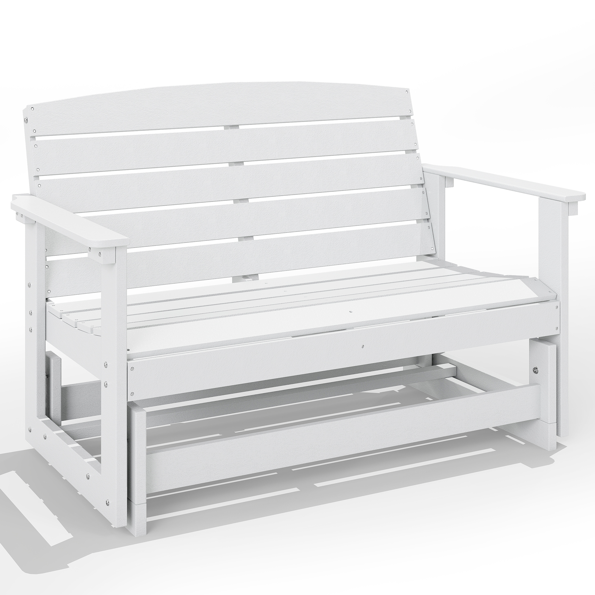 Patio Glider Bench w/ HDPE Slatted Double Rocking Chair, Black (Drop Shipping Only, Not for Amazon)
