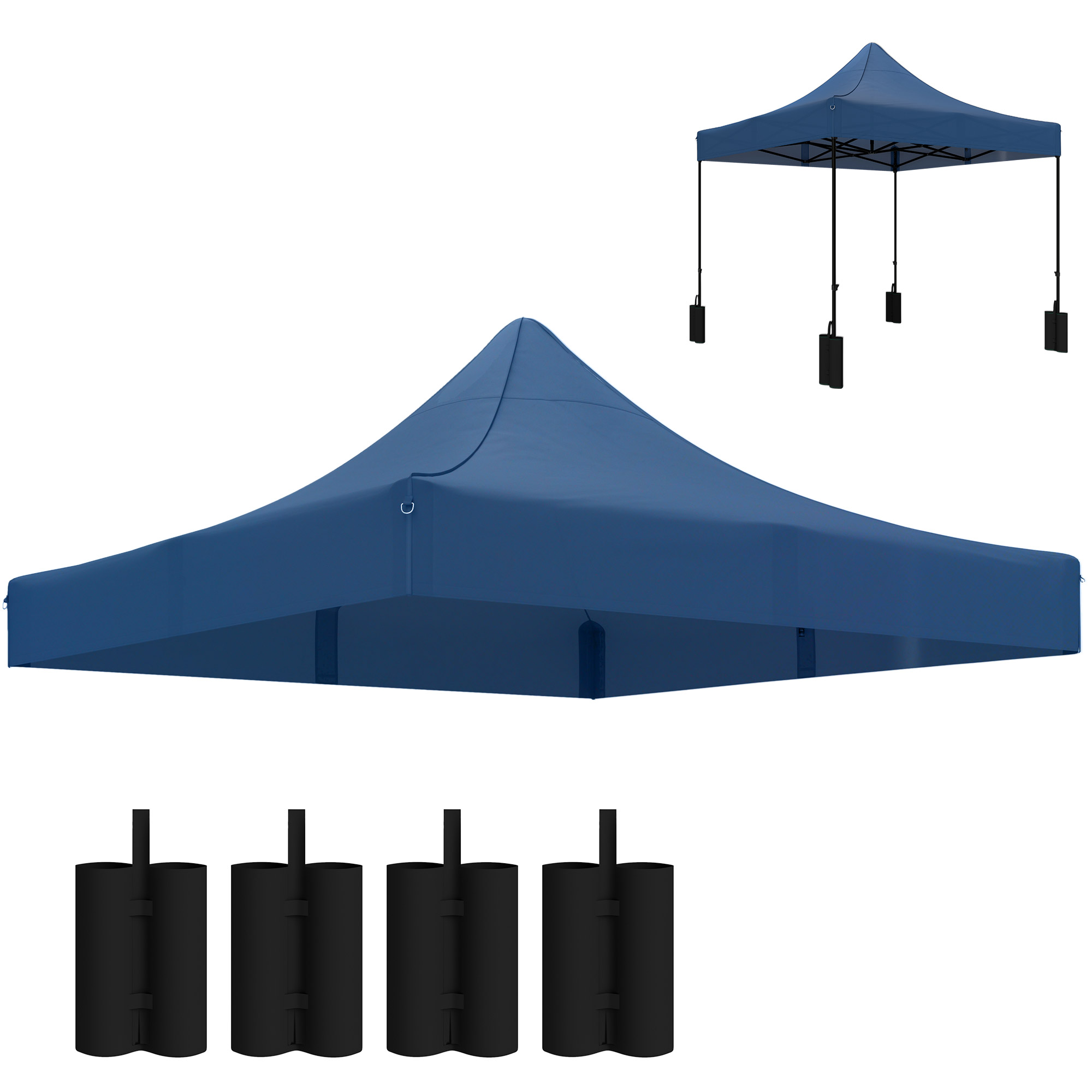 10' x 10' Replacement Canopy Top for Pop Up Canopy Tent with 4 Sand Bags, UPF50+ Protection, Navy Blue (Drop Shipping Only, Not for Amazon)