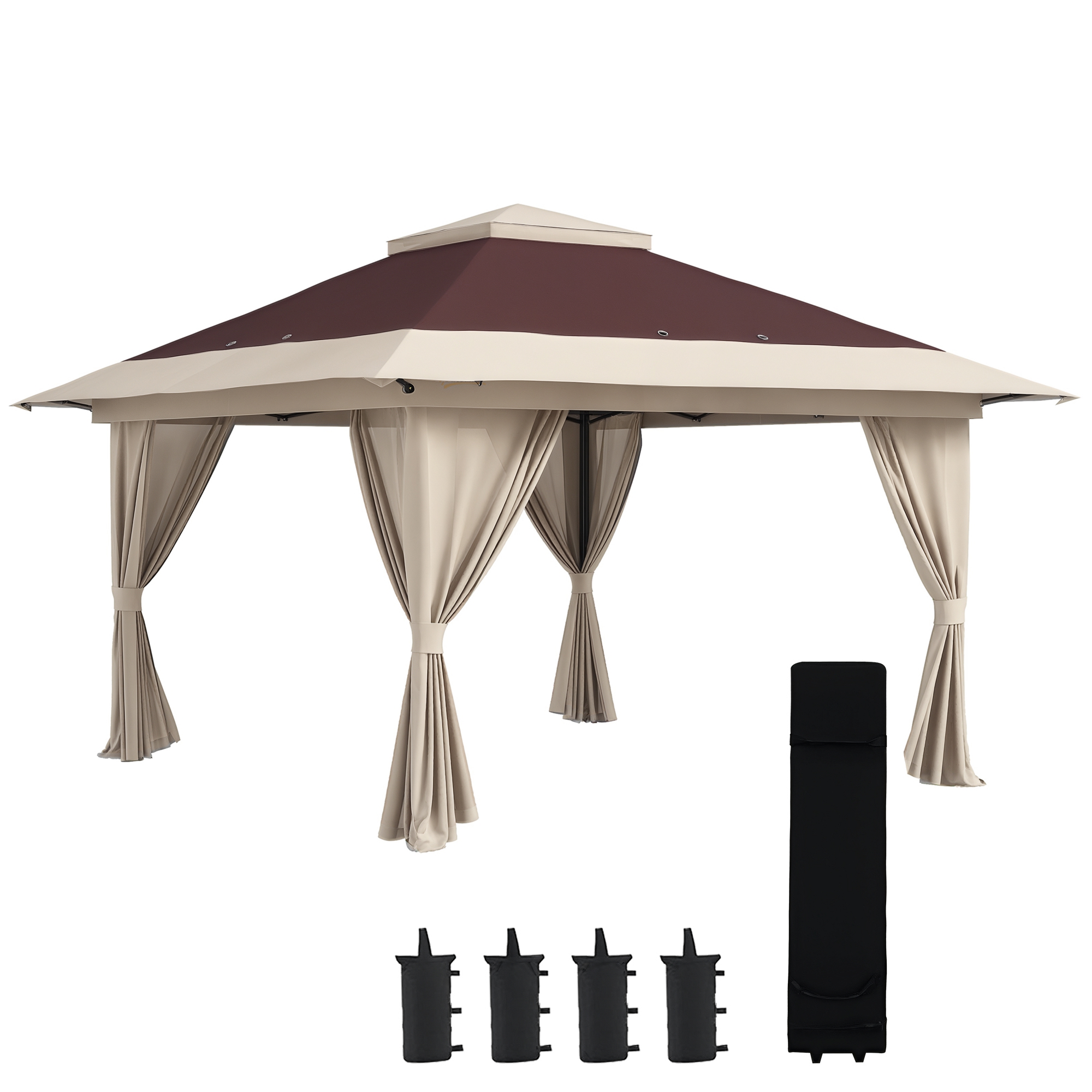 13' x 13' Pop Up Gazebo Instant Canopy Tent Shelter with 2-Tier Roof, Carry Bag, Wight Bags for Outdoor, Garden, Blue (Drop Shipping Only, Not for Amazon)