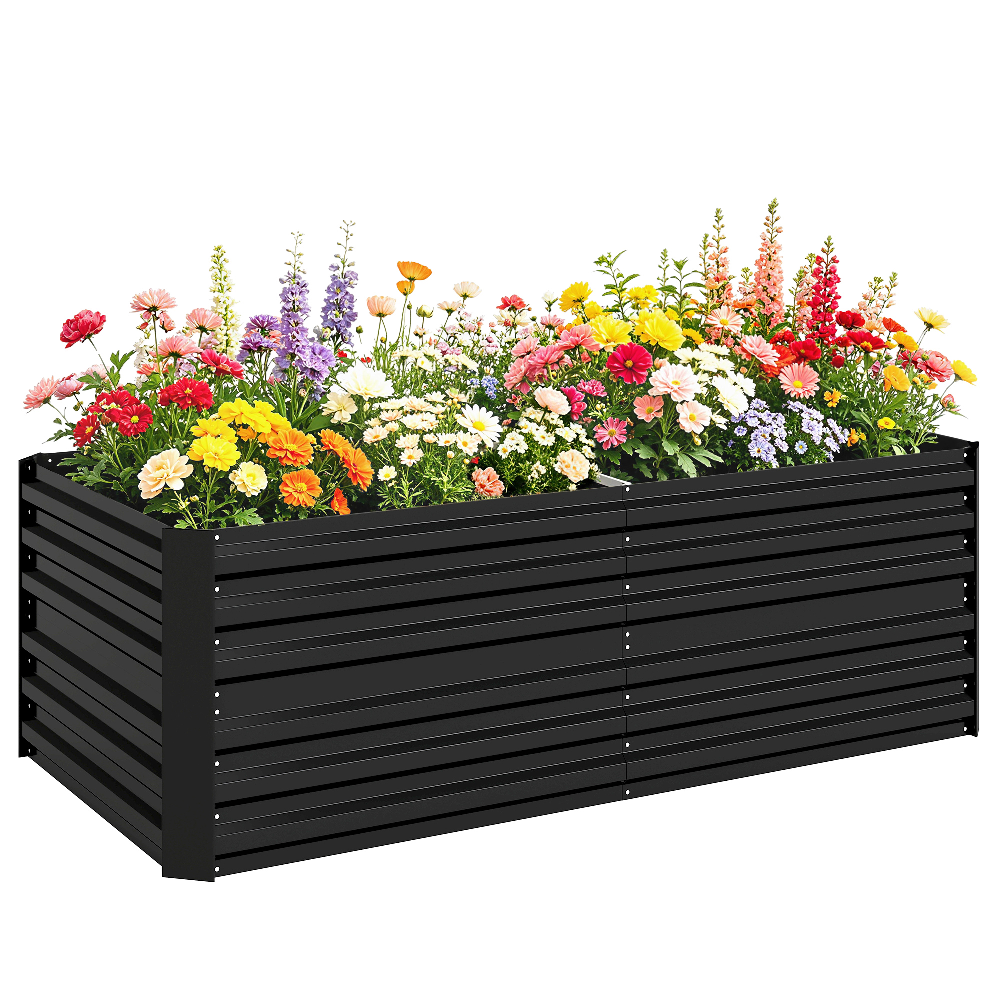Raised Beds for Garden, Galvanised Steel Outdoor Planters with Multi-reinforced Rods, 180 x 90 x 59 cm, Dark Grey (Drop Shipping Only, Not for Amazon)