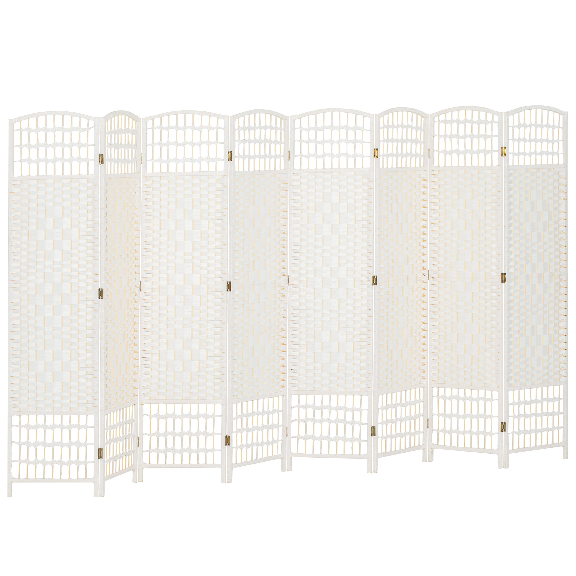 8 Panel Folding Room Divider Portable Privacy Screen Wave Fiber Room Partition for Home Office Black (Drop Shipping Only, Not for Amazon)