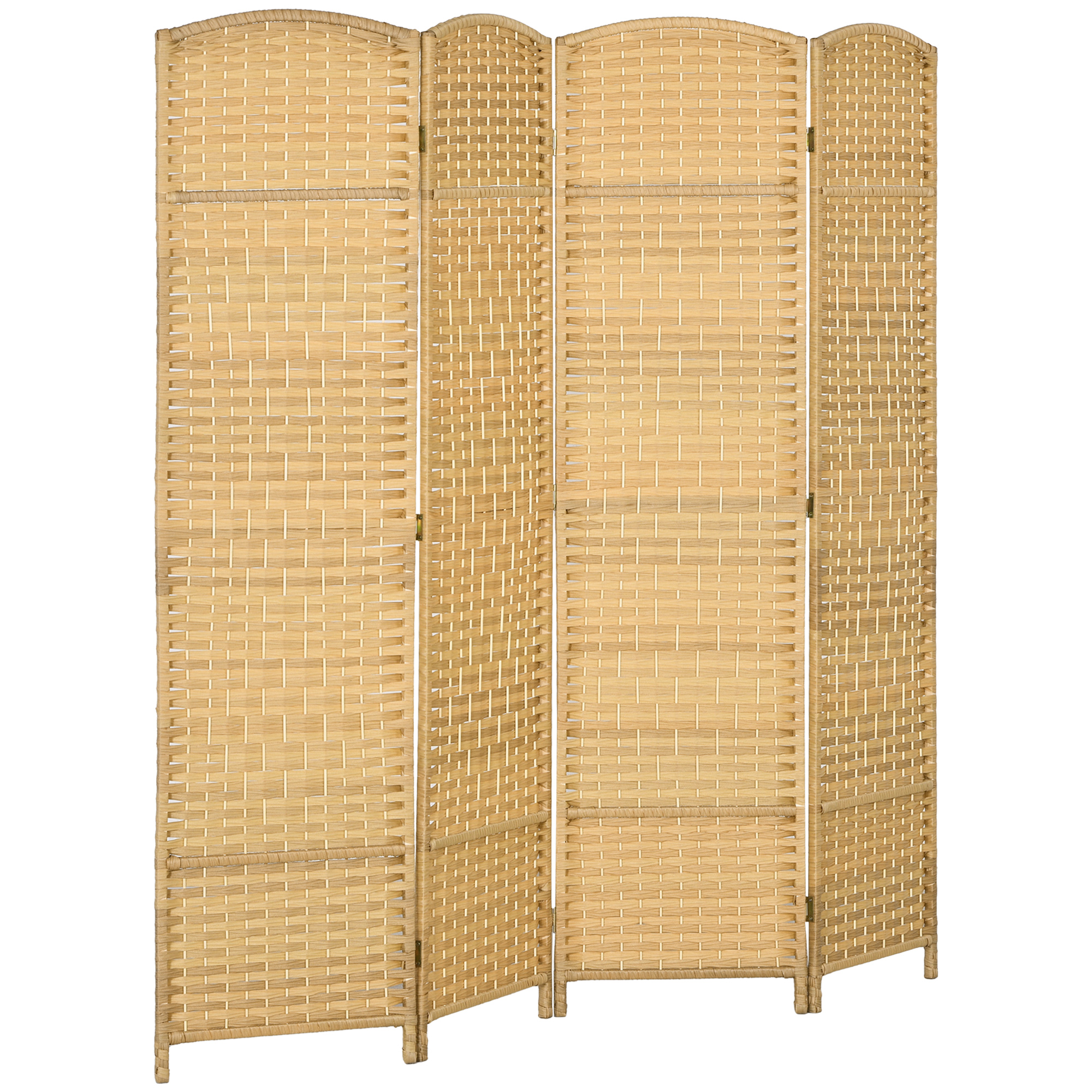 Folding Room Divider Screen 4 Panel 6' Tall Privacy Screen Freestanding Wood Partition for Home Office, Nature Wood (Drop Shipping Only, Not for Amazon)