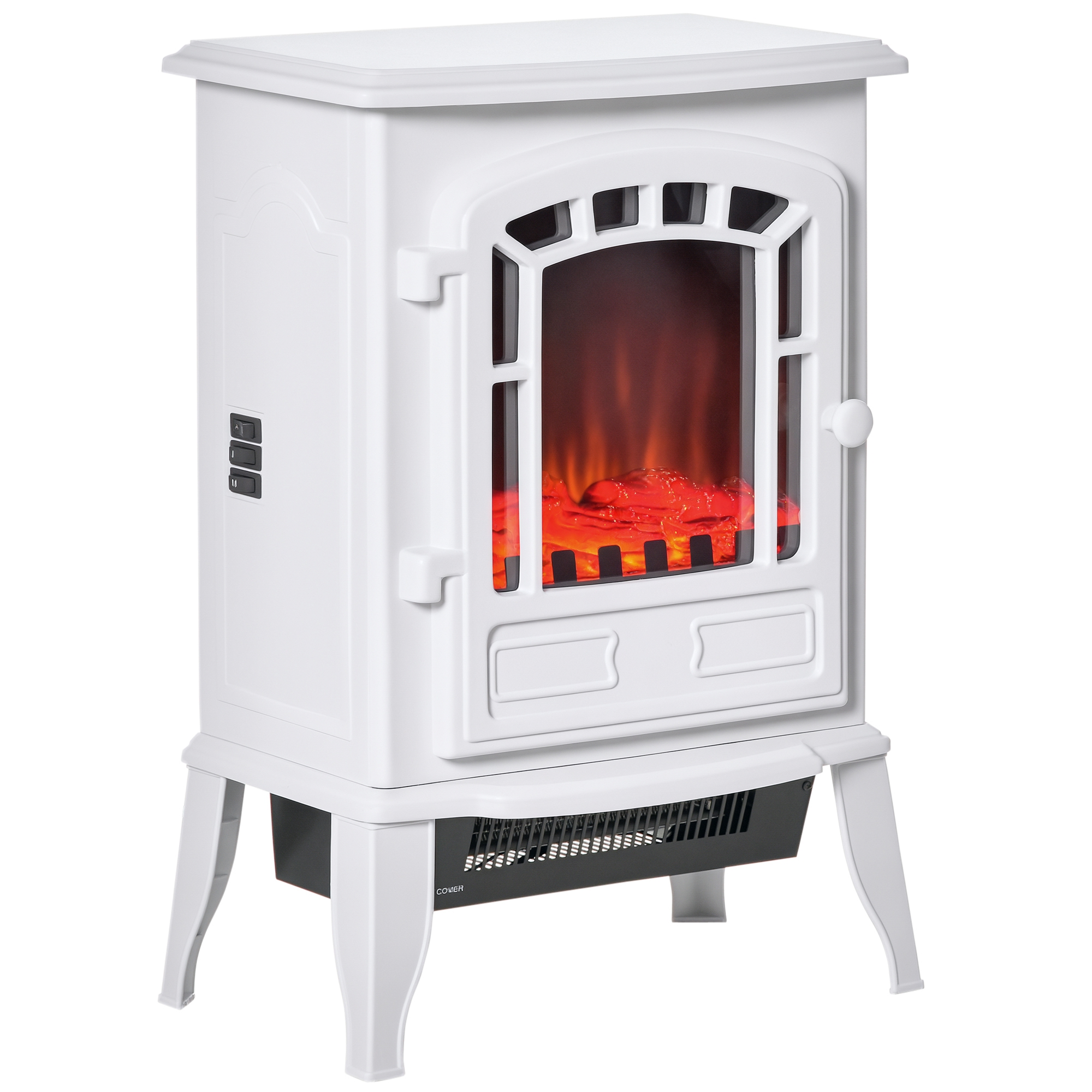 Electric Fireplace Heater, Freestanding Fireplace Stove with Realistic Flame Effect Overheat Protection 750W/1500W Black (Drop Shipping Only, Not for Amazon)